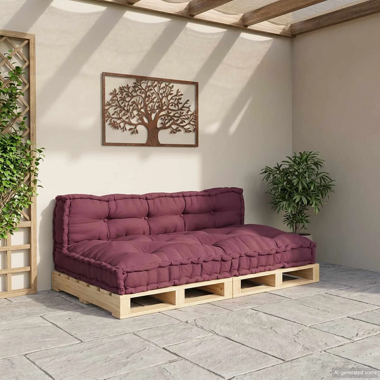 Blazina za paletni kafi 2 kos Blago Bordo 120 x 80 x 38 cm - slika 3
