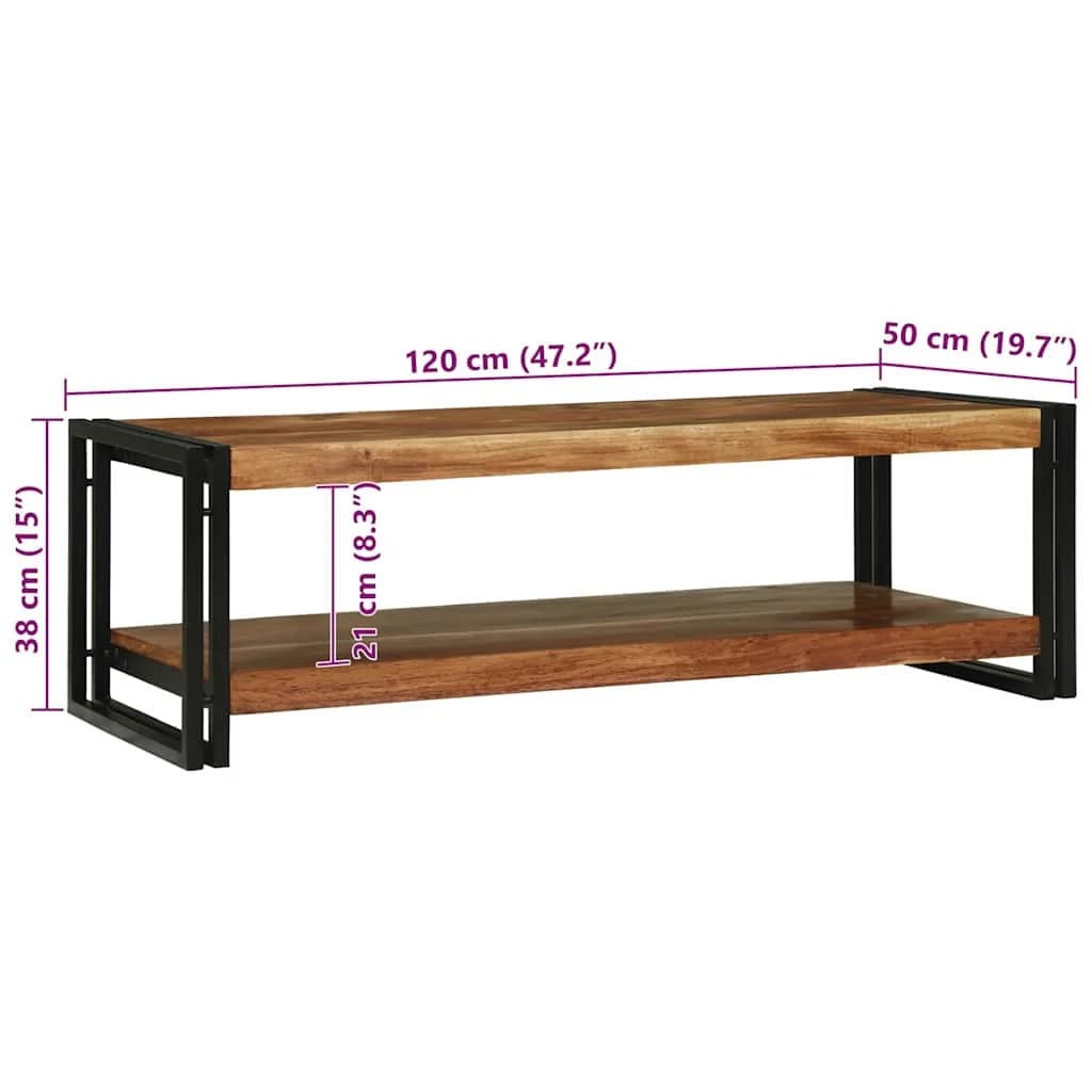 Klubska miza Rjava 120 x 50 x 38 cm Masiven les akacije - slika 10