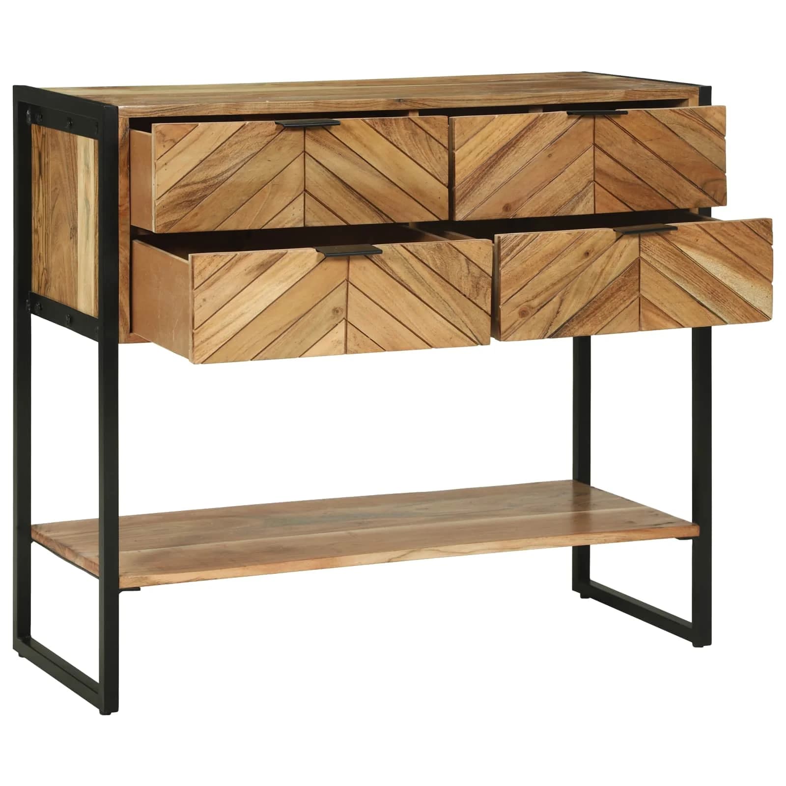 Konzolna miza Rjava 90 x 35 x 80 cm Masiven les akacije - slika 4