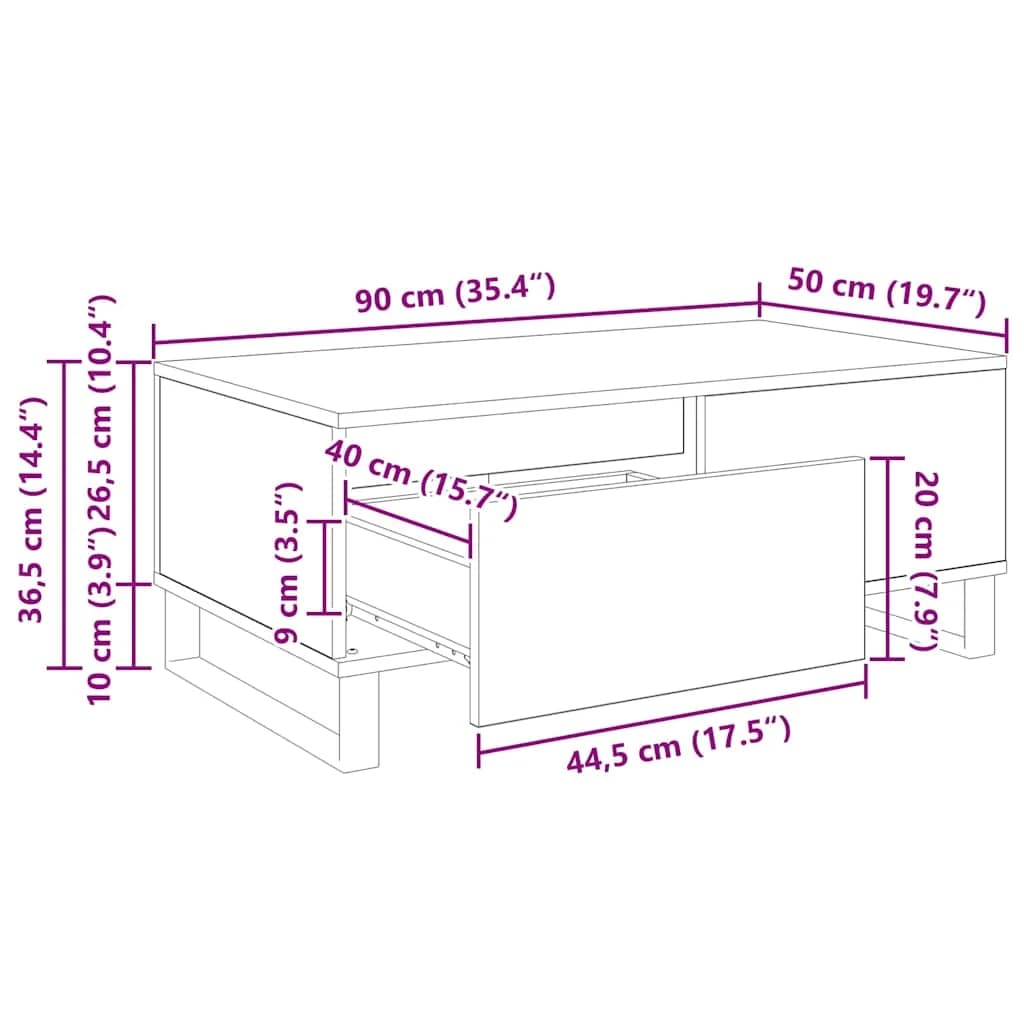 Klubska miza Star les 90 x 50 x 36,5 cm Inženirski les - slika 12