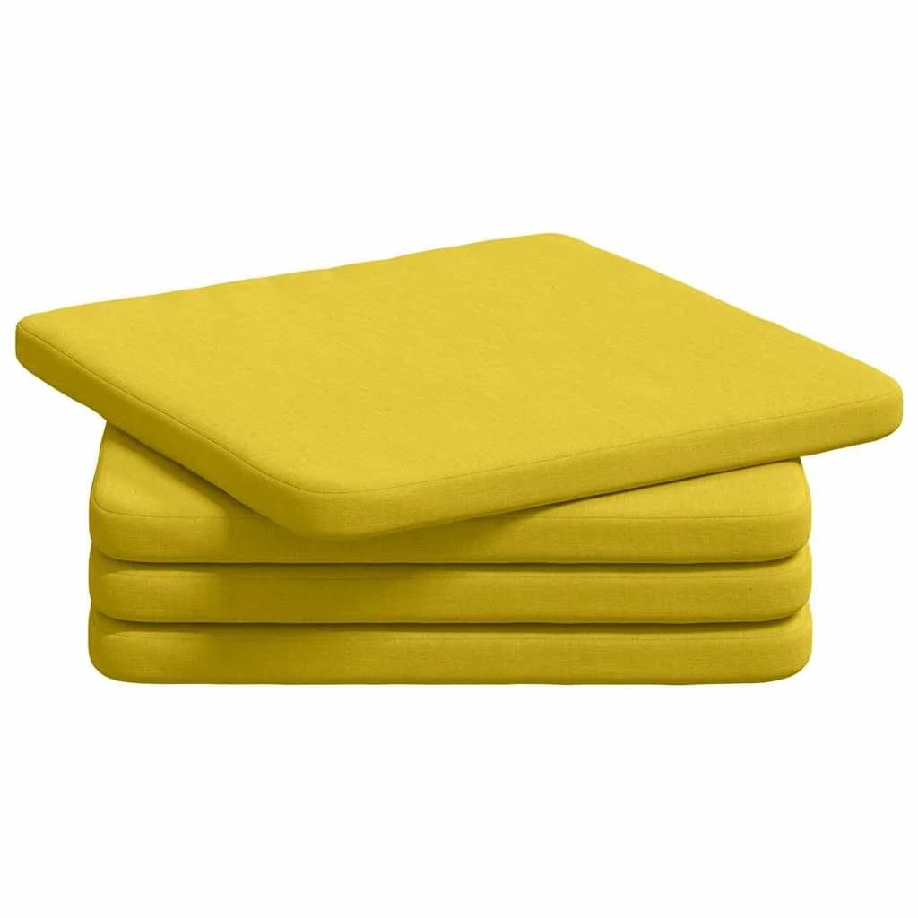 Sedežne blazine 4 kos blago Svetlo rumena 40 x 40 x 3 cm - slika 2