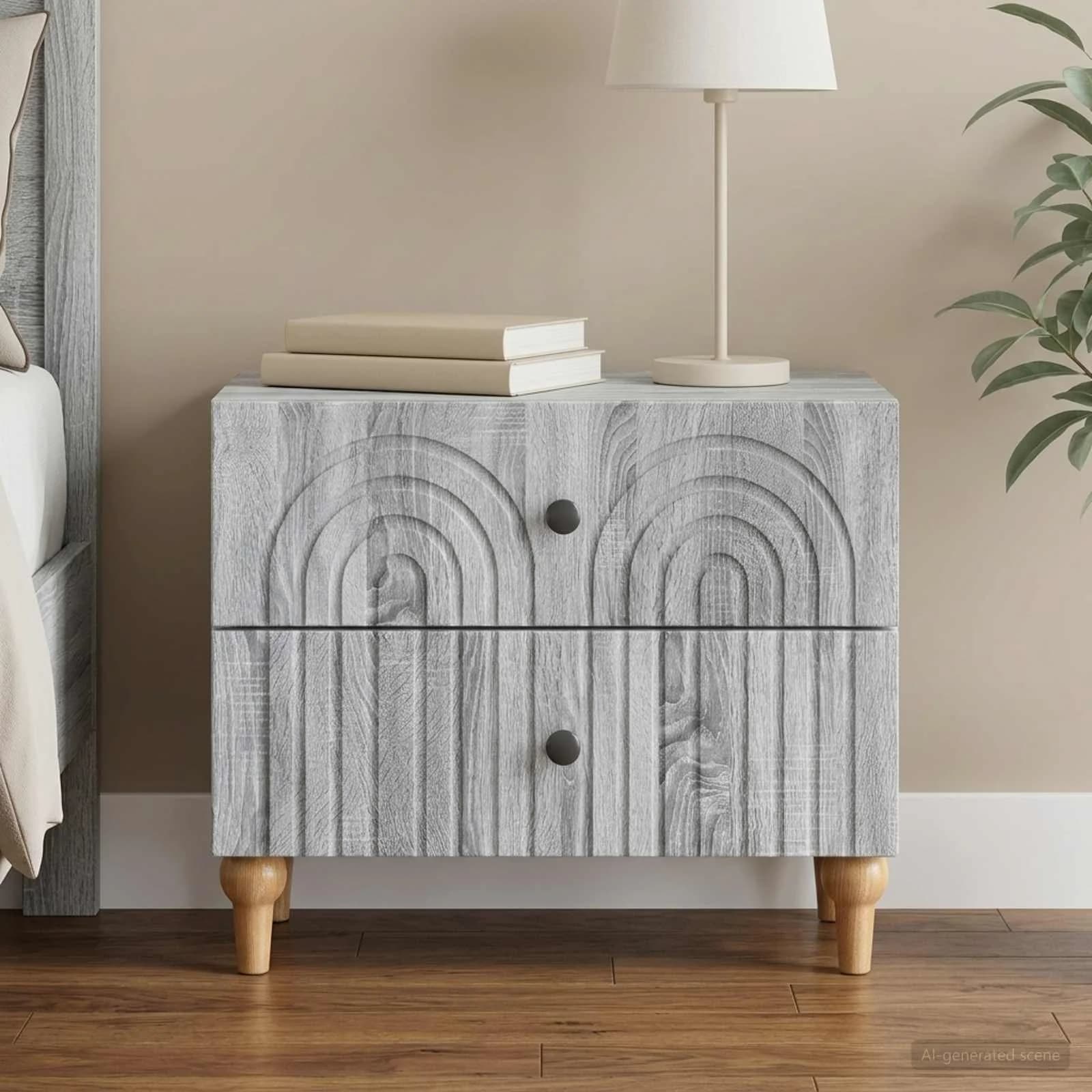 Nočna omarica Siva Sonoma 62 x 34,5 x 48 cm Inženirski les