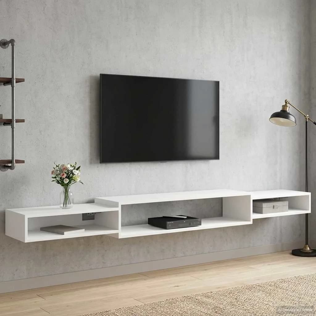 Stenska TV omarica Montaža za steno Bela 220 x 28 x 21 cm - slika 4