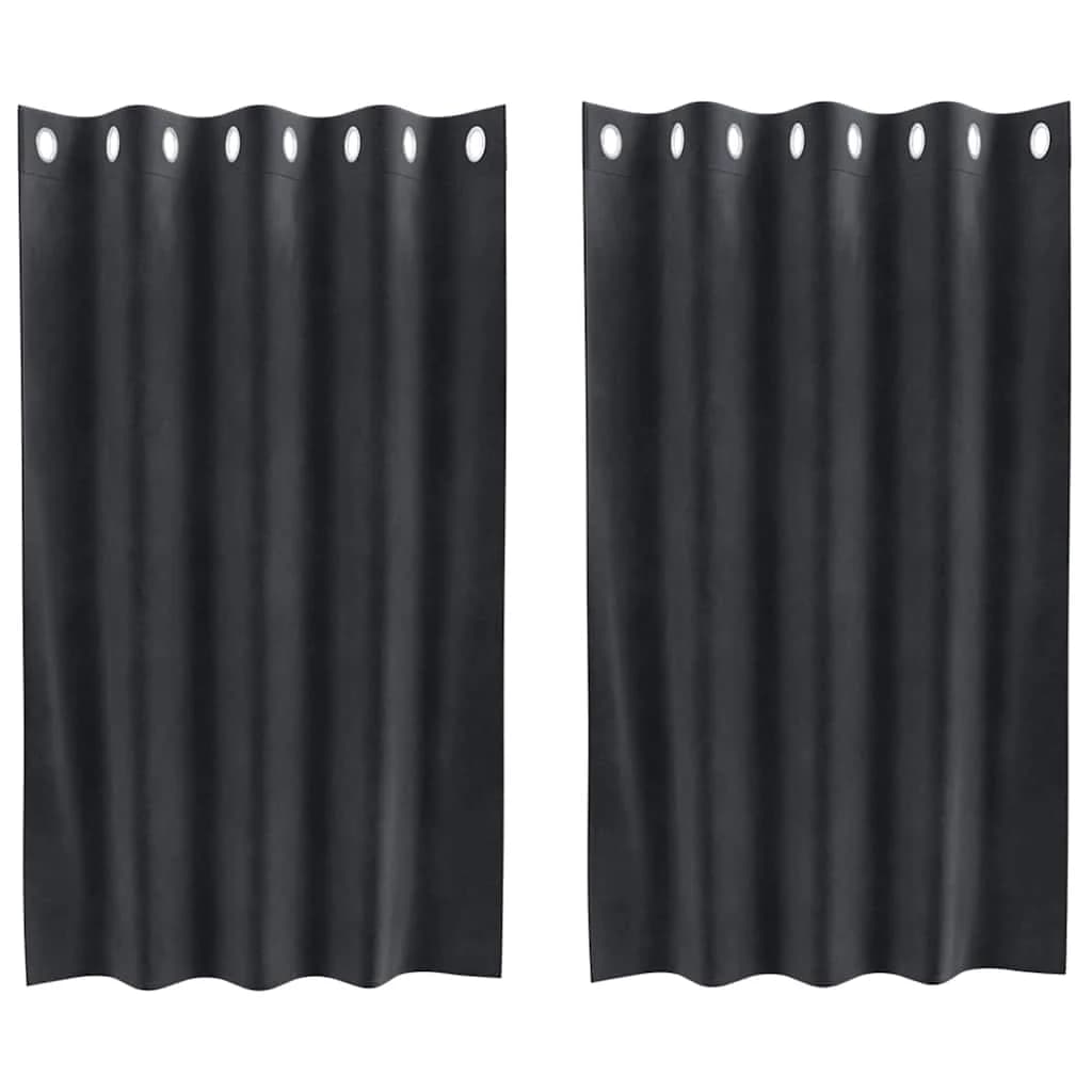 Zatemnitvene zavese 2 kos Temno siva 140 x 140 cm Žamet - slika 2