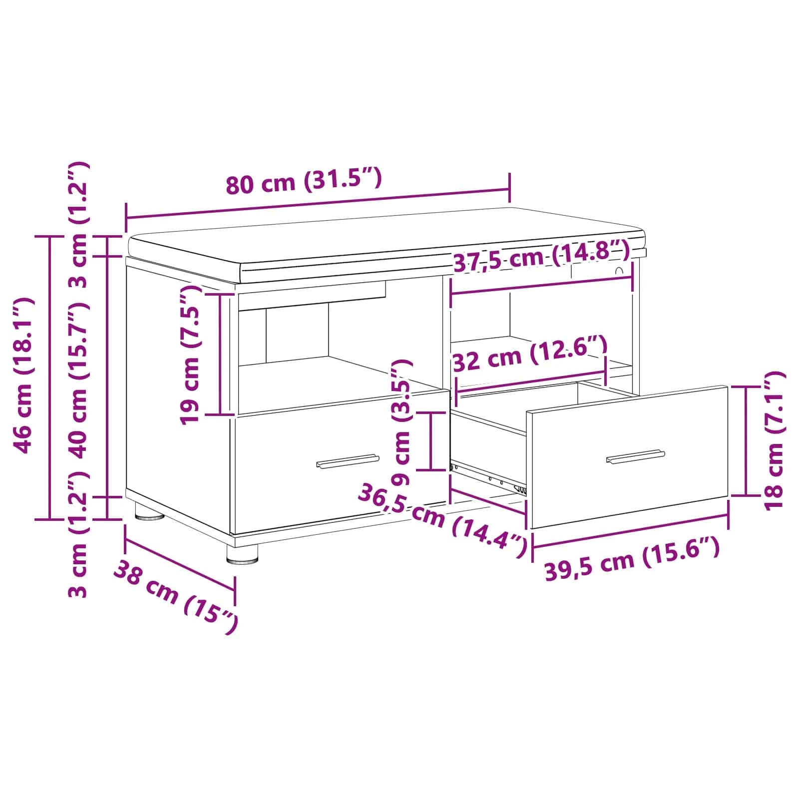 Haldna klop Bela 80 x 38 x 46 cm Oblikovan Les in Tkanina - slika 12