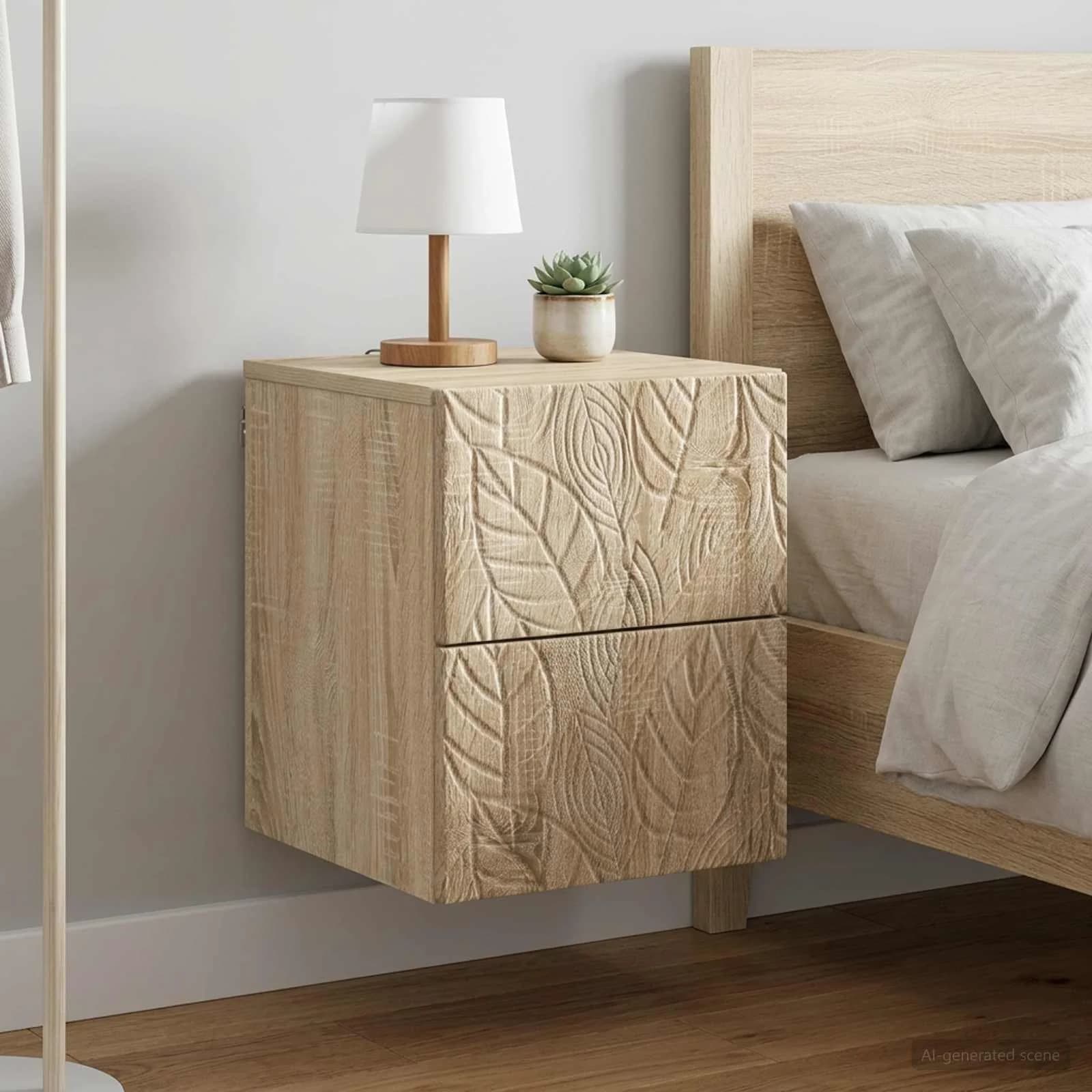 Stenski nočni omarici 2 kos Sonoma hrast 34,5 x 33 x 40 cm