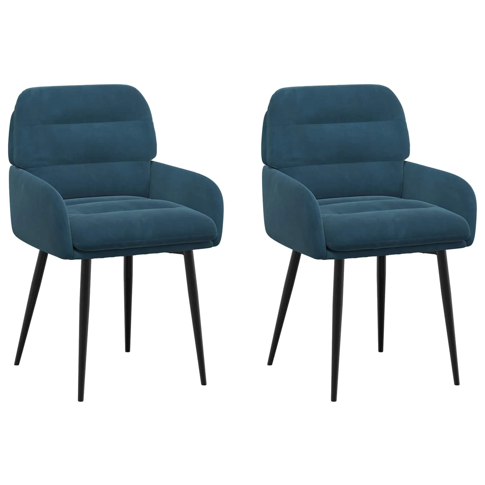 Jedilni stoli 2 kos Žamet Modra 59 x 59,5 x 90 cm - slika 2