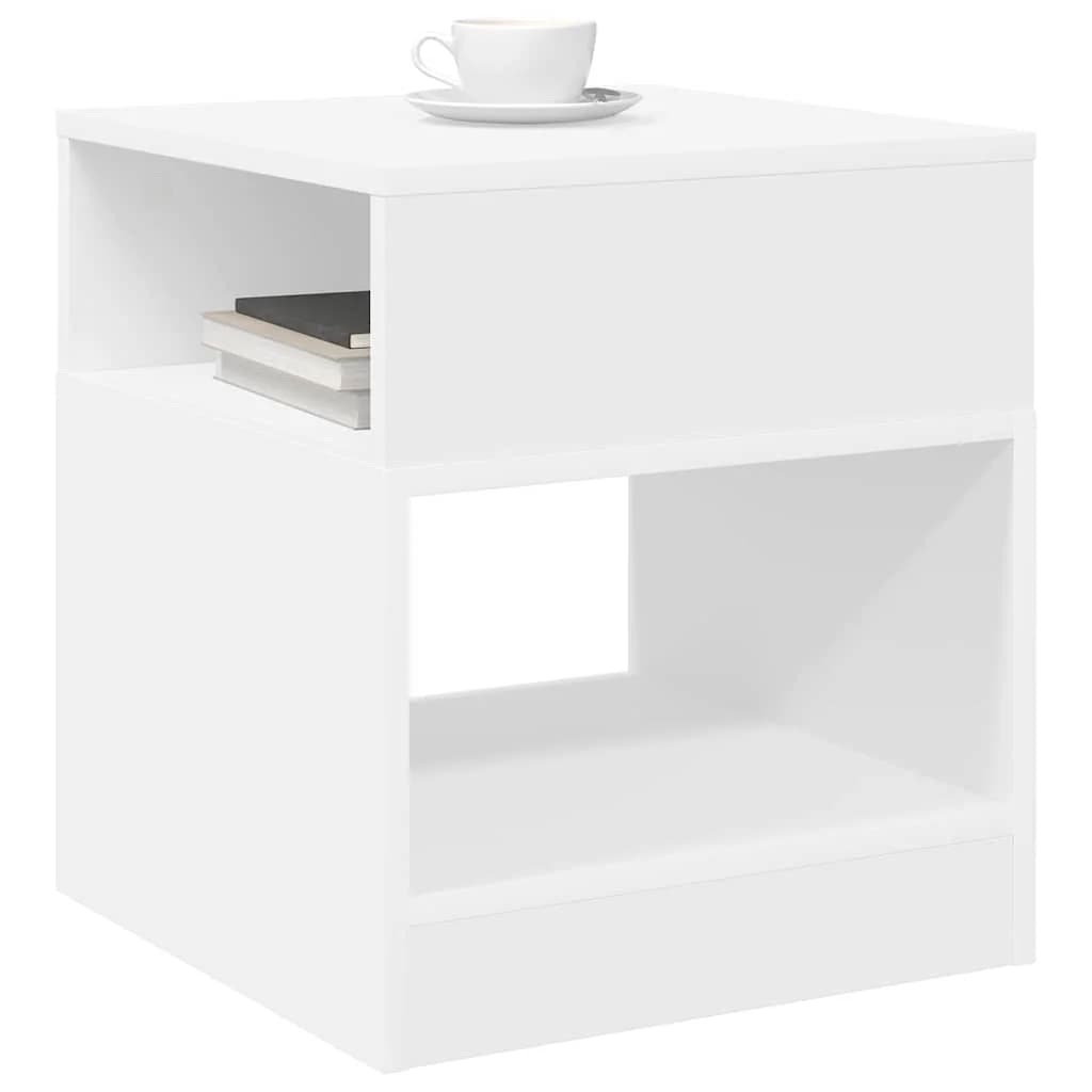 Stranska miza 2 kos Bela 40,5 x 40 x 45 cm Inženirski les - slika 3