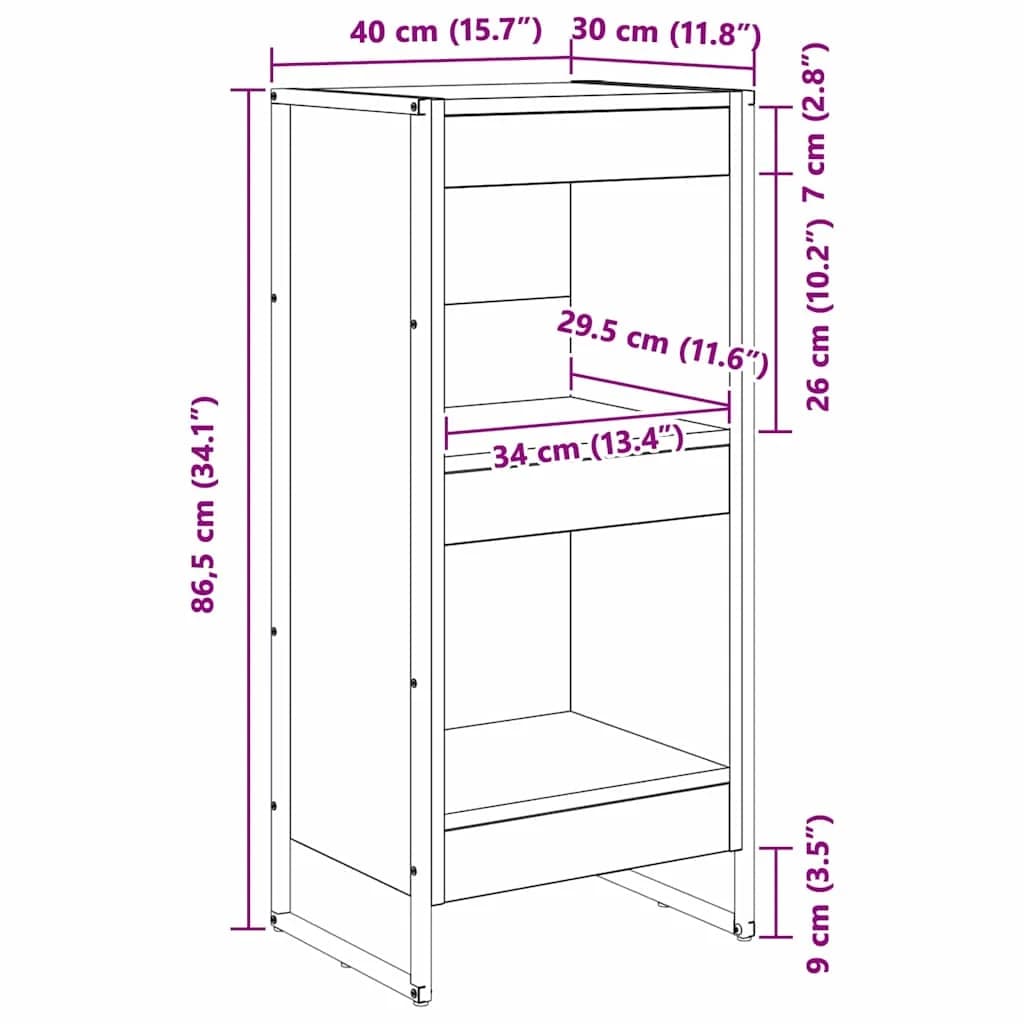 Knjigovni omar 40 x 30 x 86,5 cm Inženirski les Siva Sonoma - slika 12