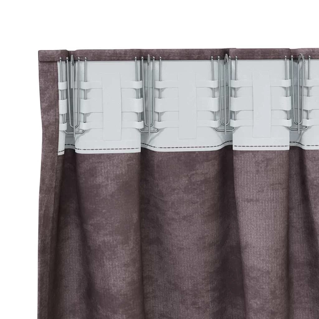 Velvete zavese 2 kos Rjava 245 x 140 cm Žamet - slika 5