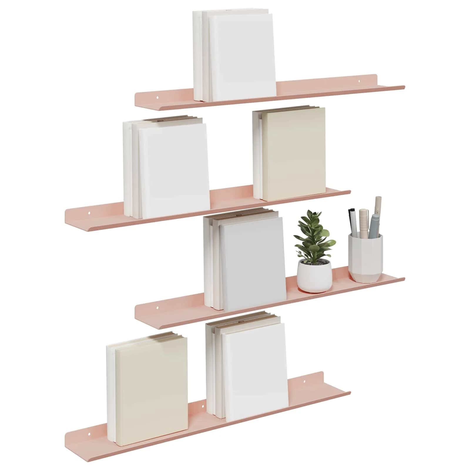 Ležeča polica Montaža za steno 4 kos Roza 60 x 8,5 x 2,5 cm - slika 3