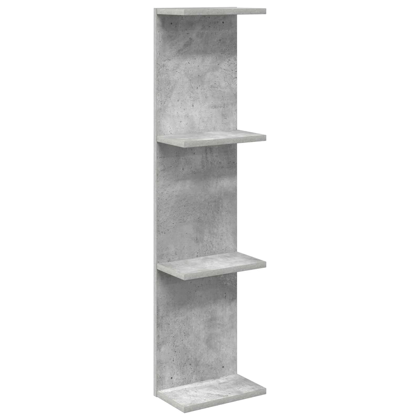 Stenska polica Betonsko siva 25 x 15 x 100 cm Inženirski les - slika 2