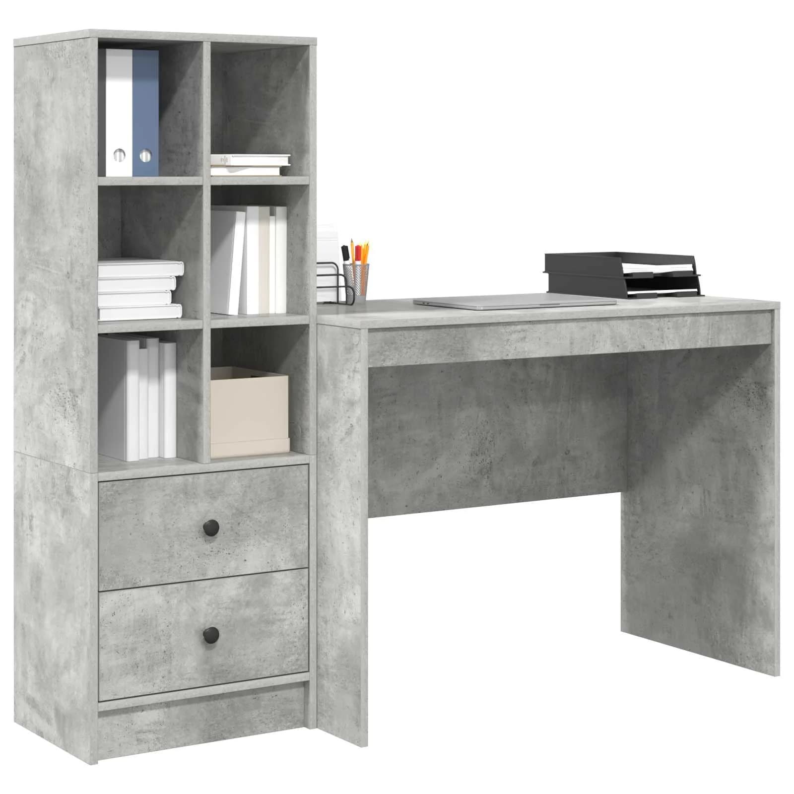 Miza Betonsko siva 145.5 x 50 x 127 cm 2 kos - slika 3