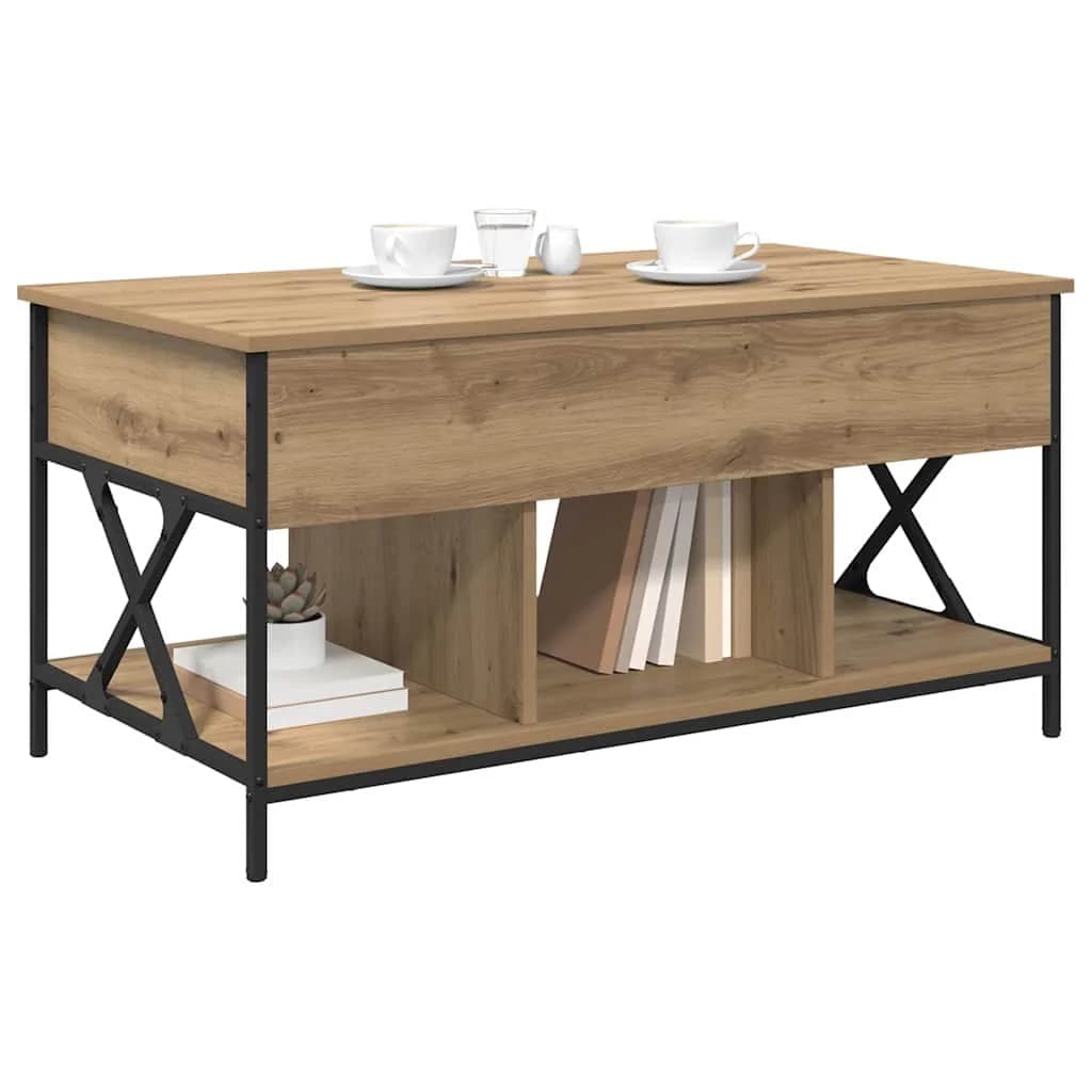 Klubska miza Umetni hrast 100 x 55 x 48.5 cm Inženirski les - slika 3