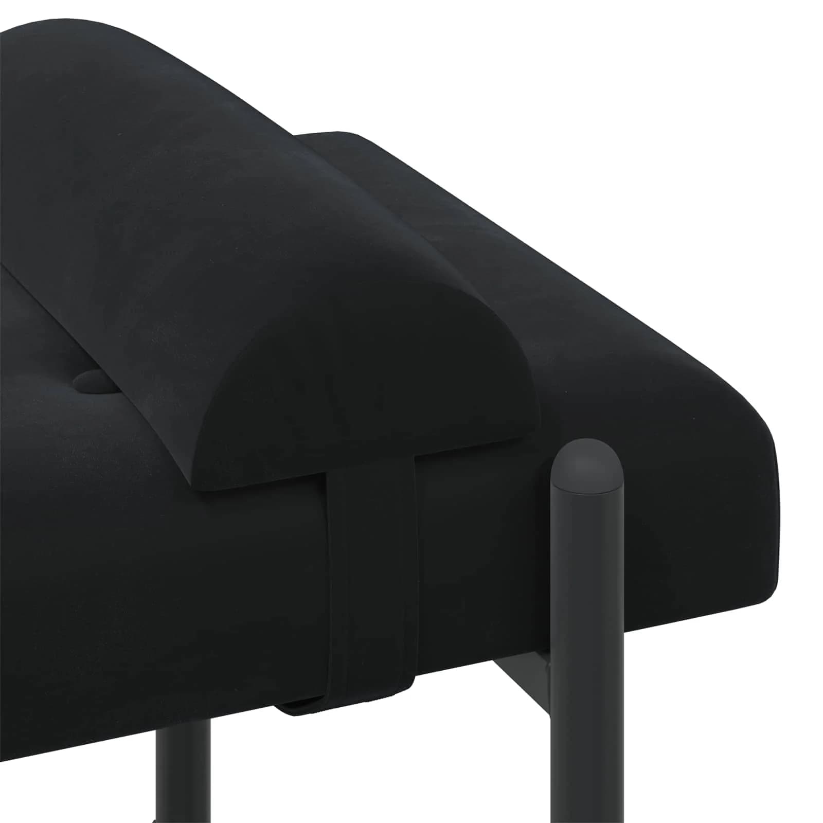 Klubska klop z gumbi in vzglavniki Črna 110 x 40 x 46 cm Žamet - slika 7