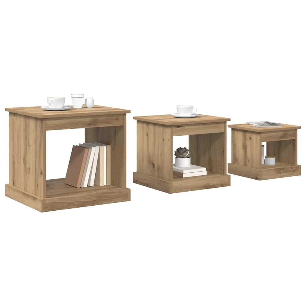 Klubska miza 3 kos Umetni hrast 48 x 45 x 45 cm Inženirski les - slika 3