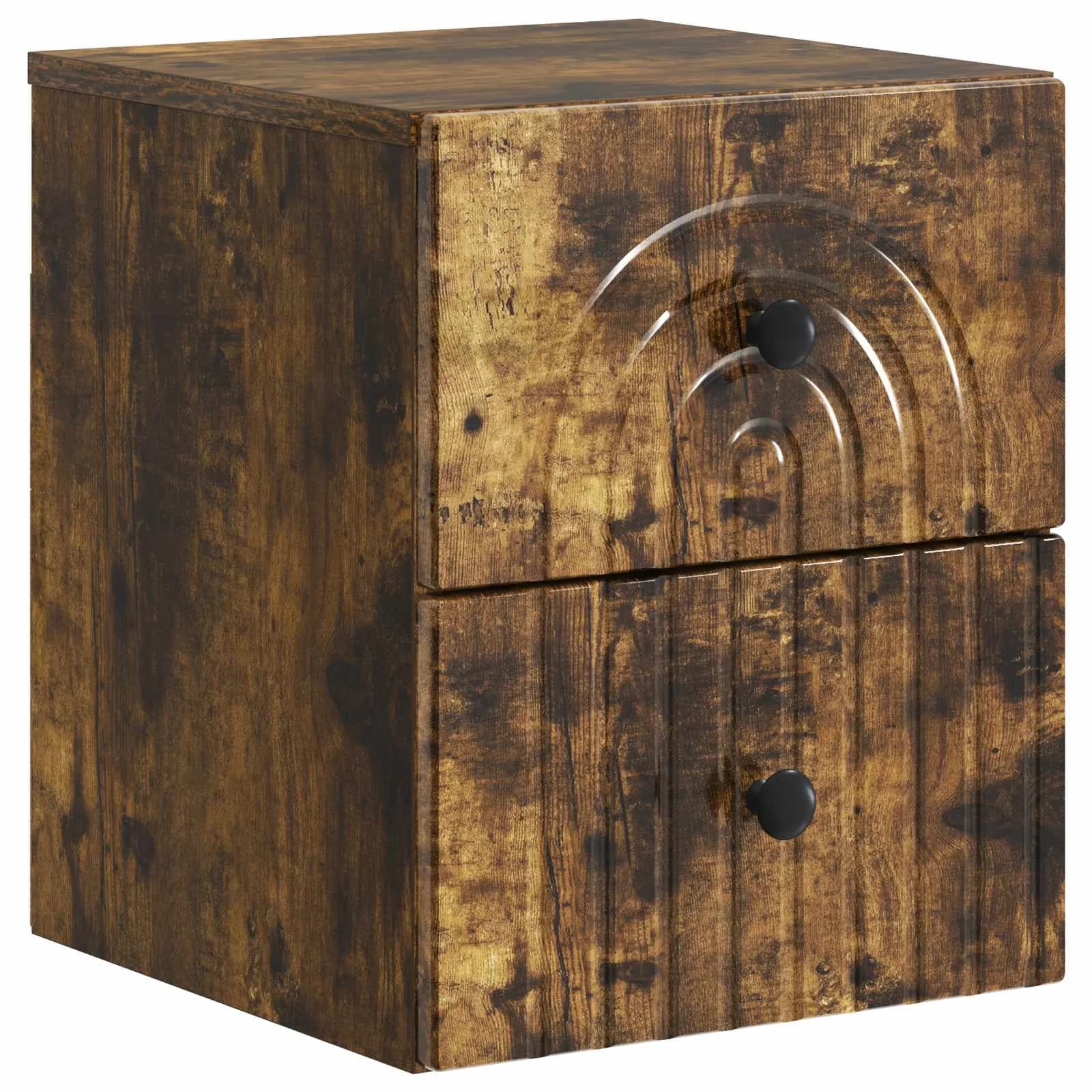 Stenski nočni omarici 2 kos Dimljen hrast 33 x 34,5 x 40 cm - slika 5