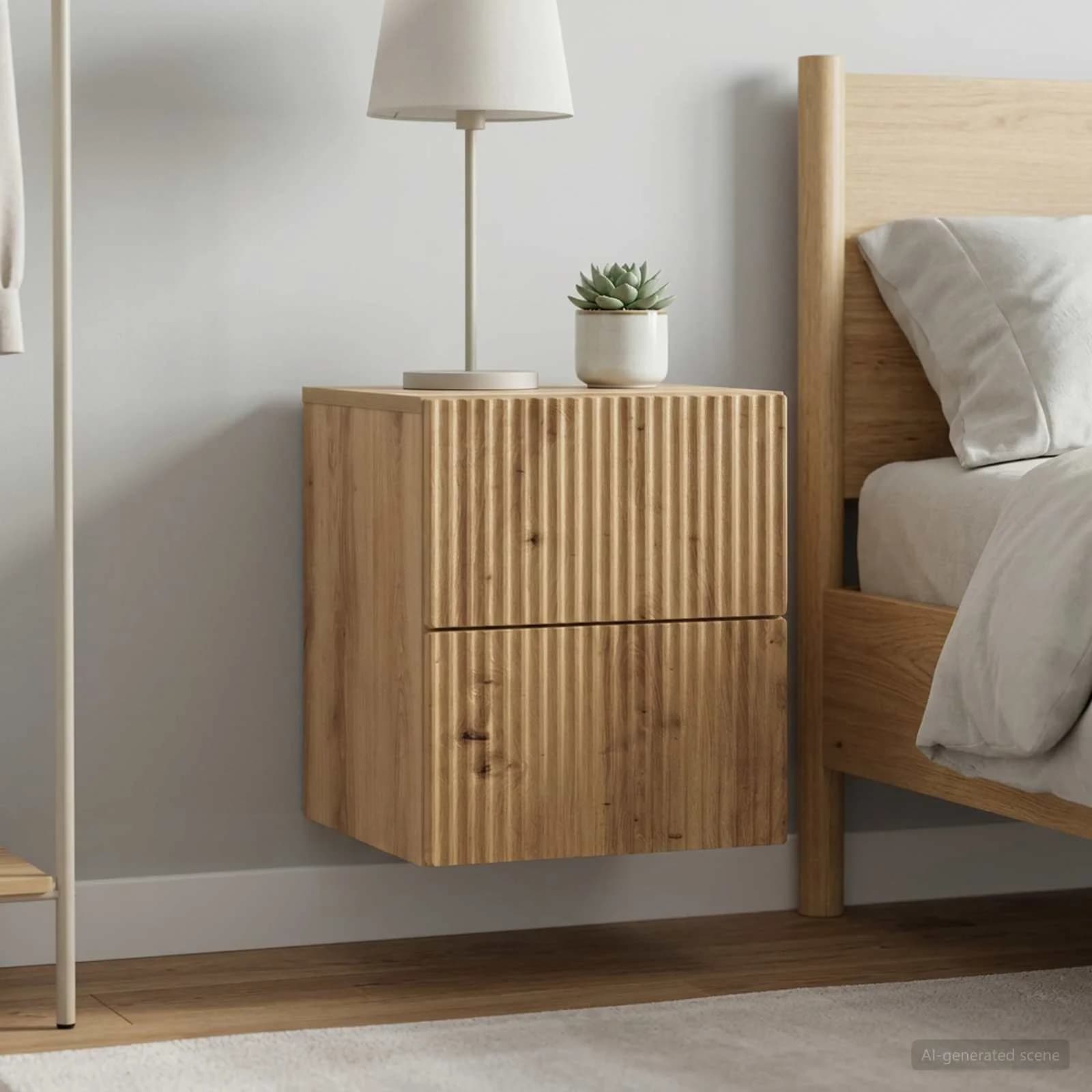 Stenski nočni omarici 2 kos Artisan hrast 33 x 34,5 x 40 cm - slika 4