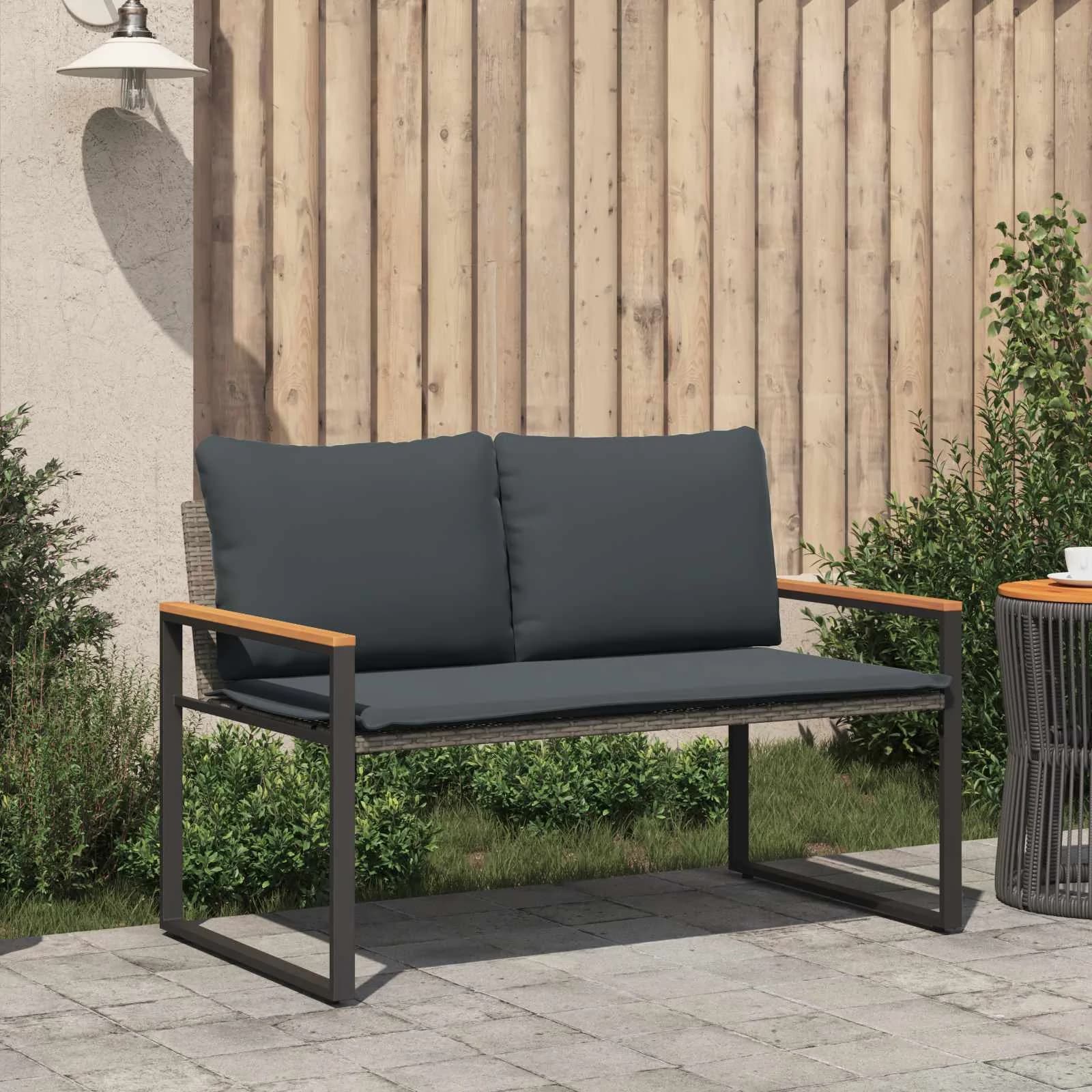 klop z blazino Siva in temno siva 115 x 65 x 72 cm Ratan - slika 3