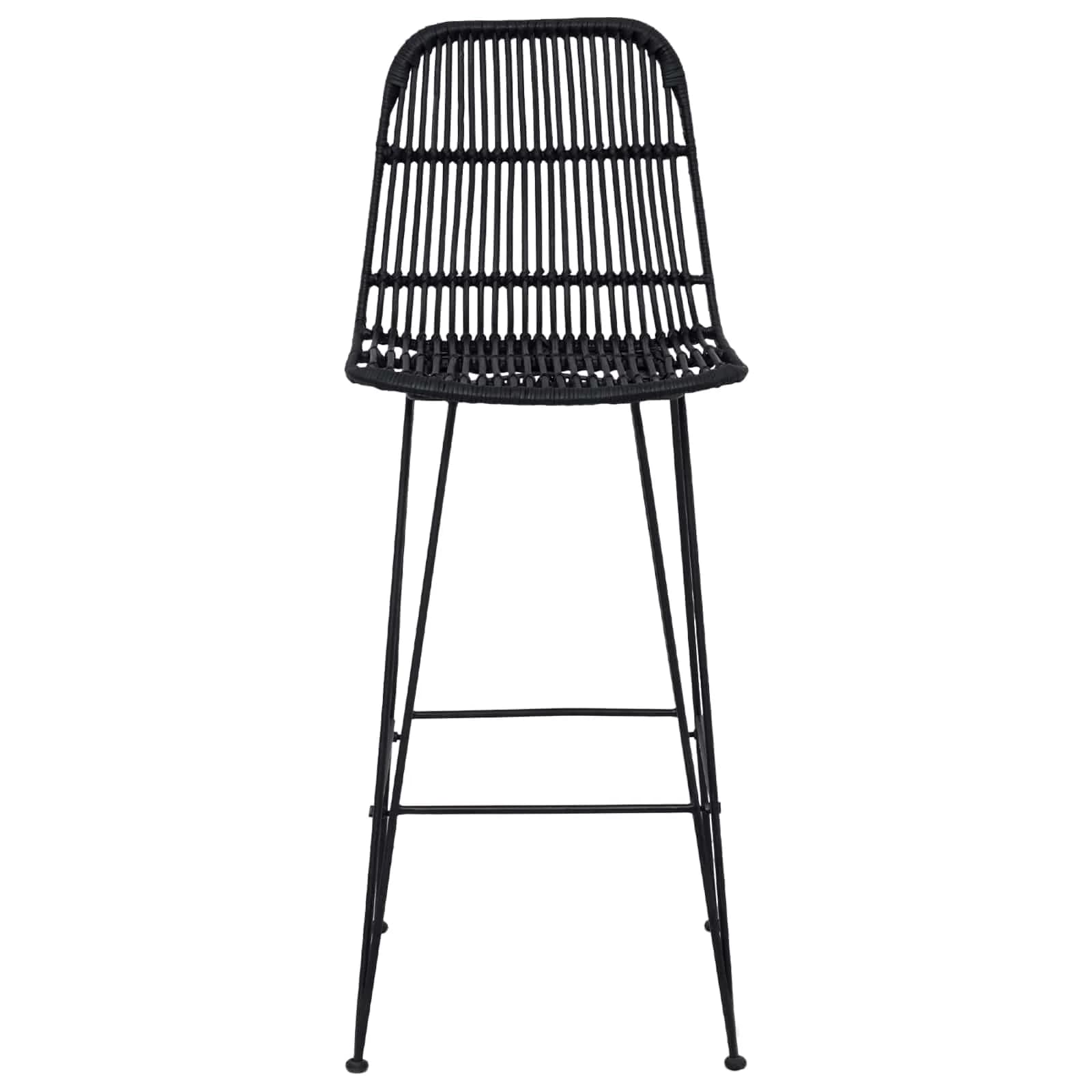 Barski stol 2 kos Črna 44 x 55 x 109 cm Rattan in jeklo - slika 5