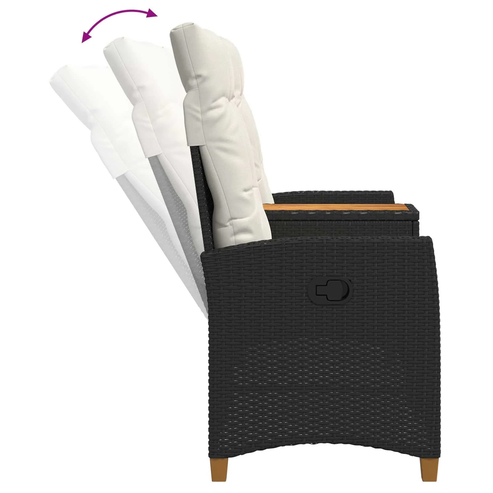 Zložljiva klop s tabelo Črna in krem bela 126 x 65 x 112 cm - slika 6
