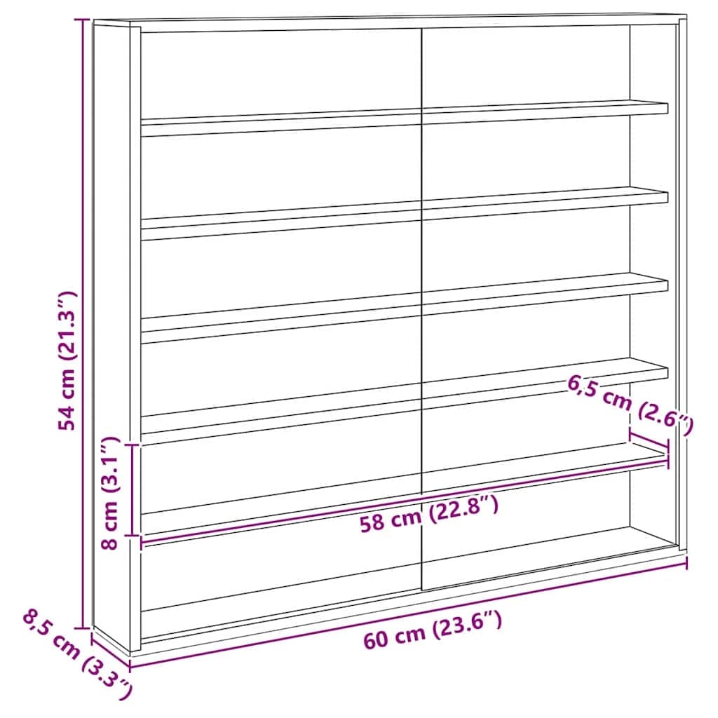 Stenska vitrina s polico Bež 60 x 8,5 x 54 cm Vezani les - slika 12