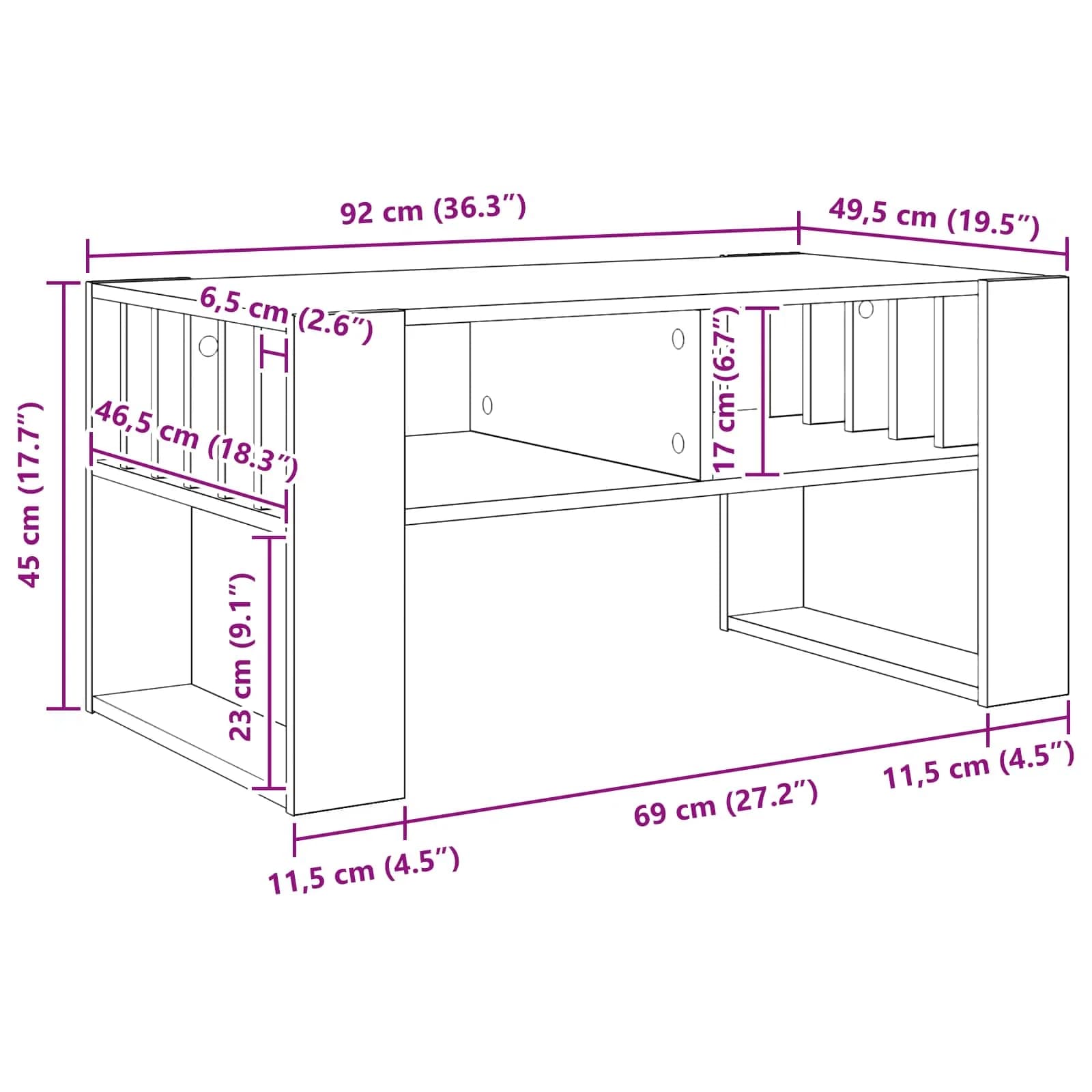 Klubska miza Betonsko siva 92 x 49,5 x 45 cm Inženirski les - slika 11