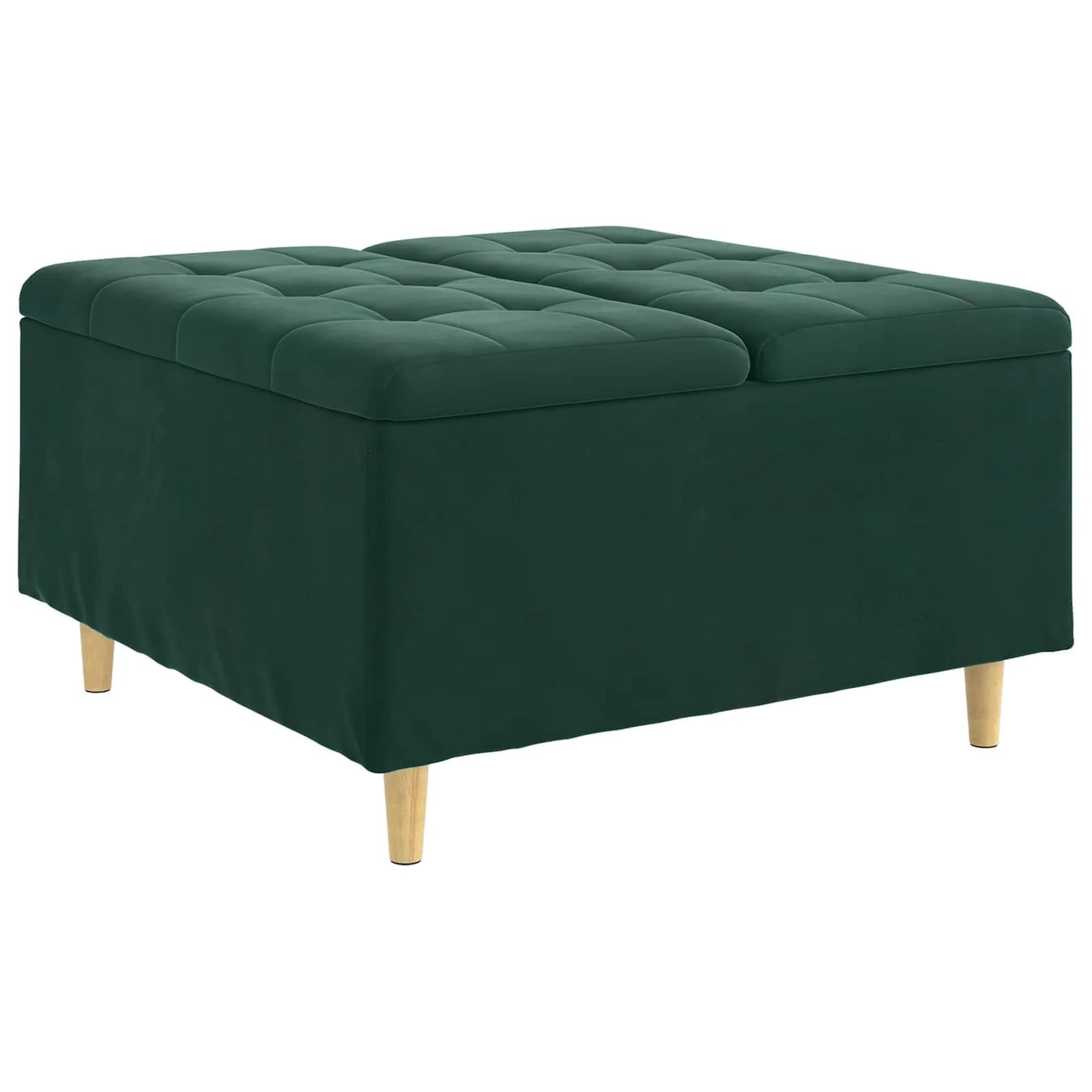 Shranjevalna tabureta Temno zelena 80 x 80 x 45 cm Žamet - slika 2