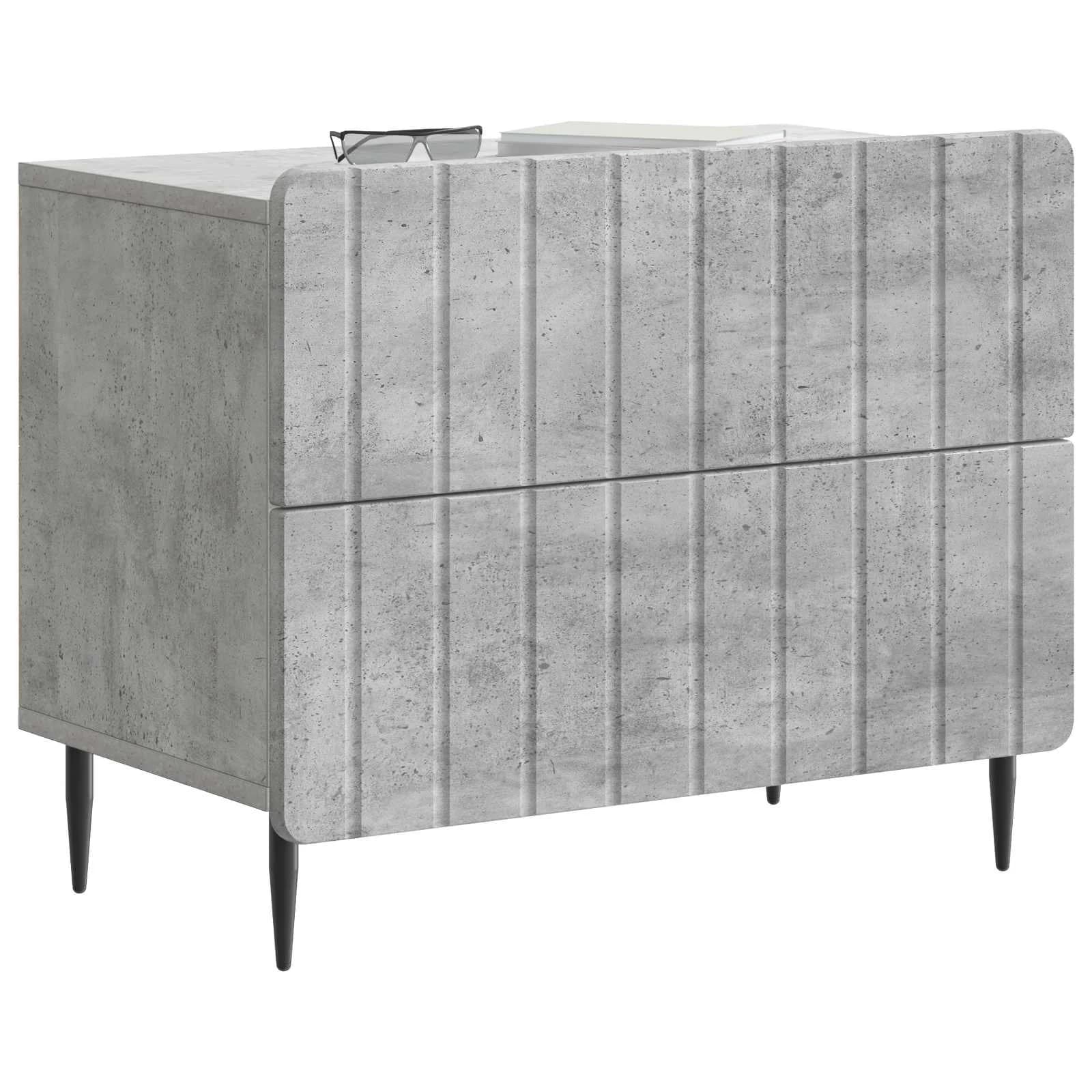 Nočna omarica Betonsko siva 62 x 34,5 x 49,5 cm Inženirski les - slika 3