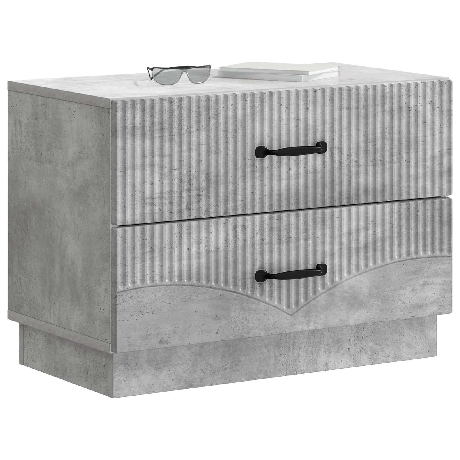 Nočna omarica Betonsko siva 62 x 34,5 x 44,5 cm Inženirski les - slika 3