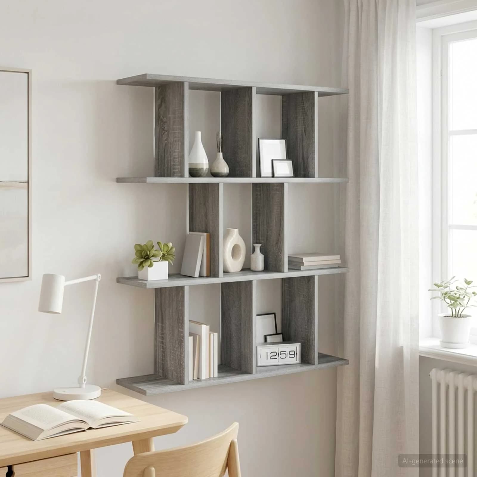Stenska polica Siva Sonoma 80 x 20 x 96 cm Inženirski les
