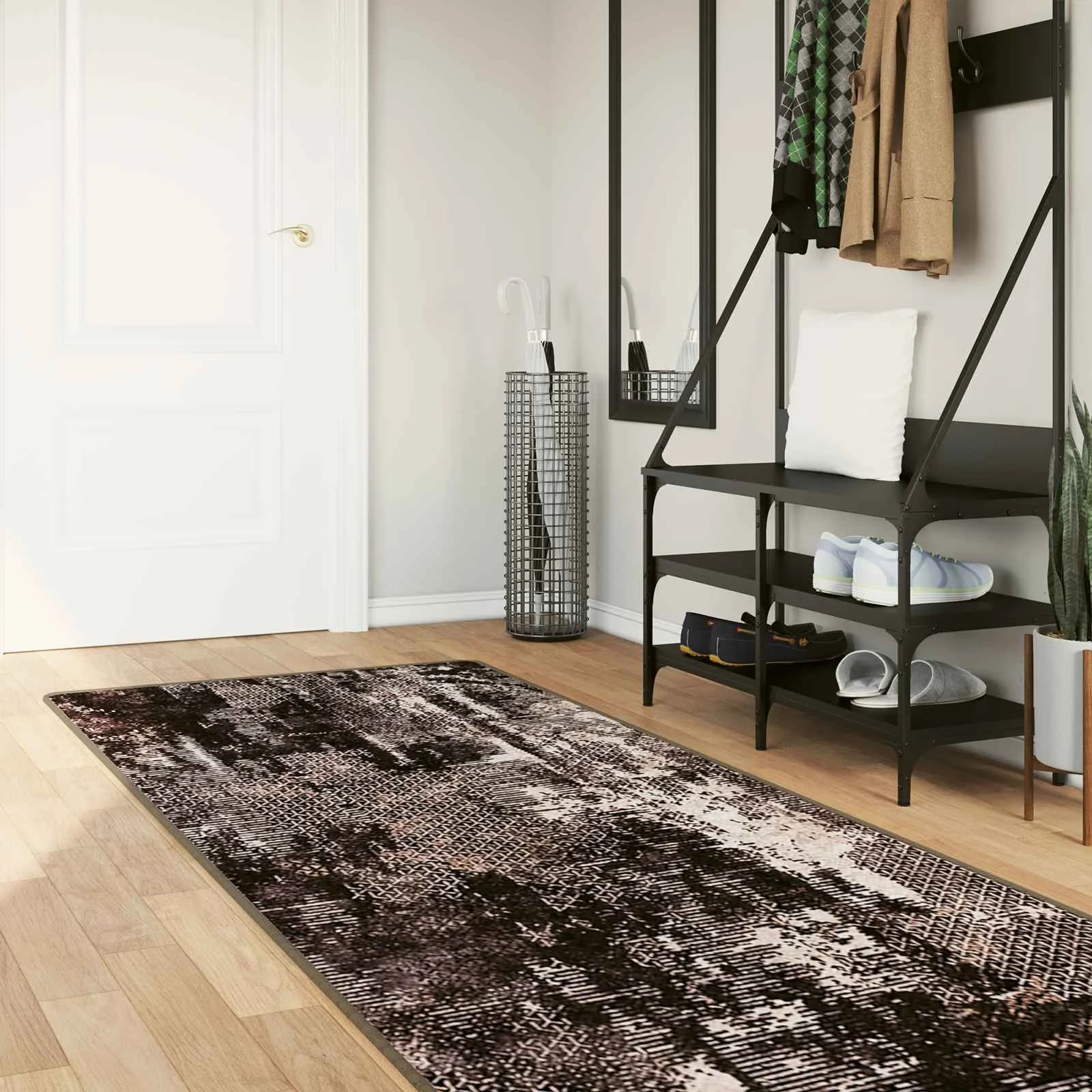 Preproga runner MARSA Črna 80 x 250 cm Poliester in PVC