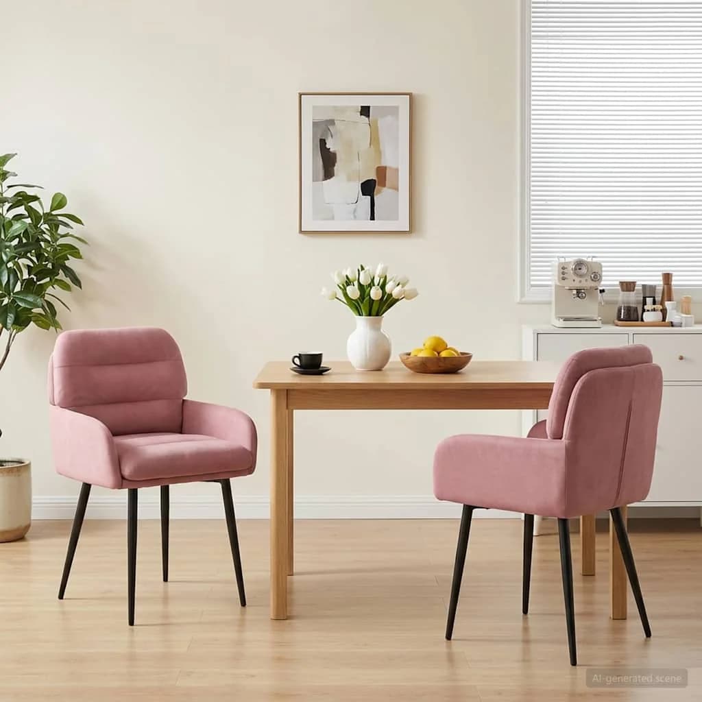 Jedilni stoli 2 kos Žamet Roza 59 x 59,5 x 90 cm