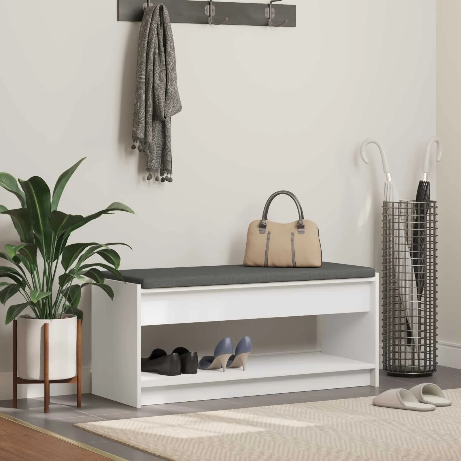 Haldna klop Bela 103 x 38 x 45 cm Oblikovan Les in Tkanina