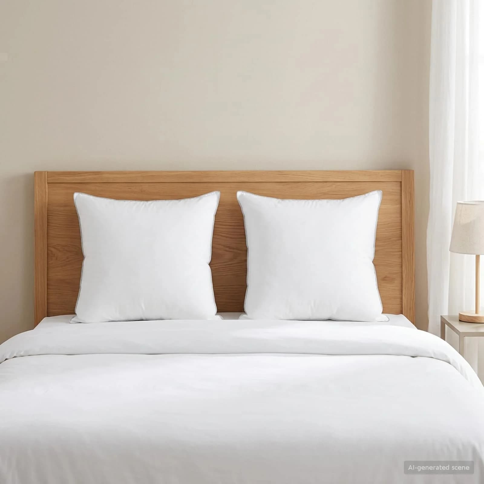 Vzglavnik 2 kos 60 x 60 cm Avstralska volna Bela