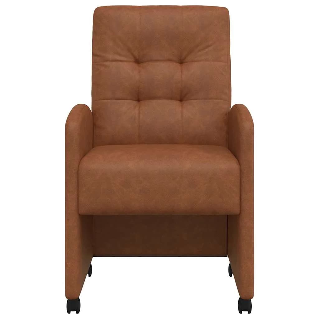 Jedilni stoli s kolesi 2 kos Umetna koža Rjava 58 x 67 x 97 cm - slika 4