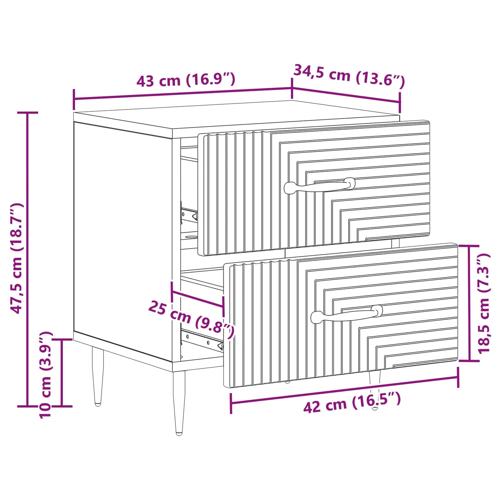 Nočna omarica 2 kos Dimljen hrast 43 x 34,5 x 47,5 cm - slika 12