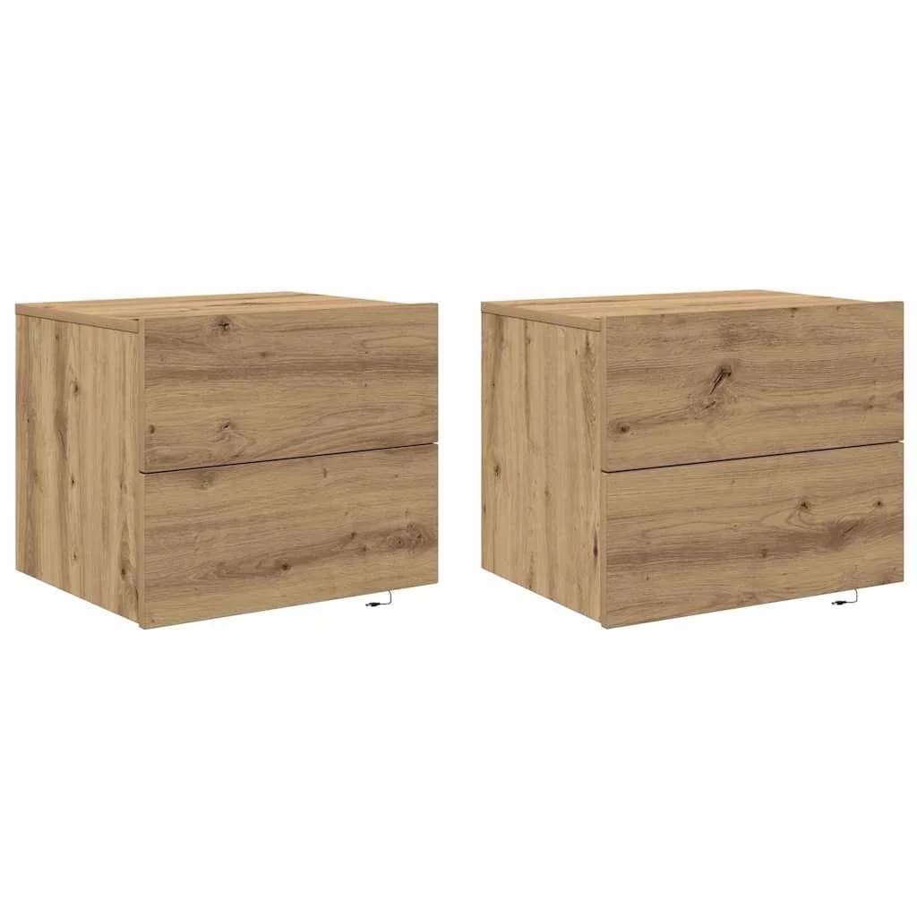 Nočna omarica 2 kos Umetni hrast 50 x 39 x 41 cm Inženirski les - slika 2
