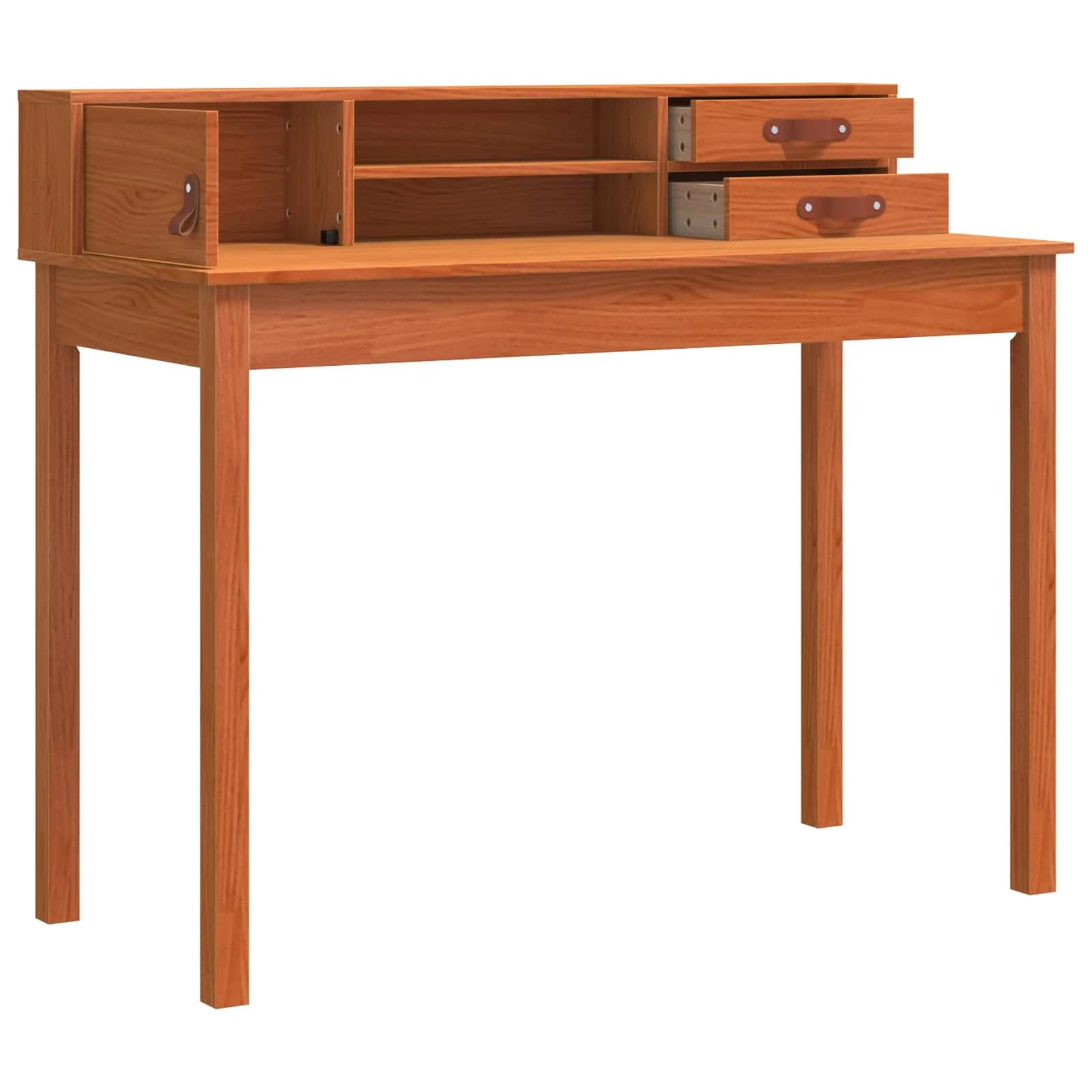 Miza s predalom Voskast rjav 110 x 50 x 93 cm Trdna borova les - slika 4