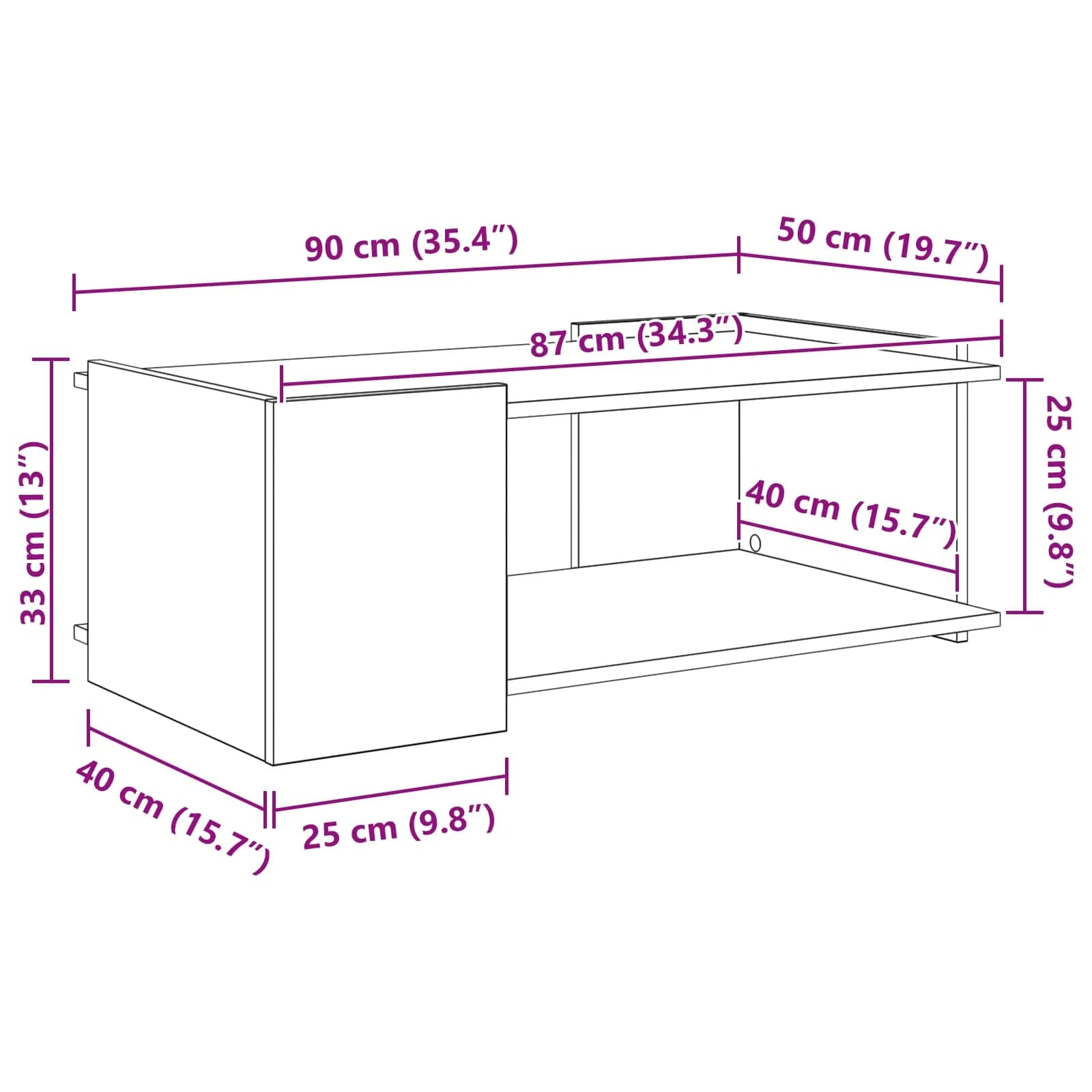Klubska miza Artisan hrast 90 x 50 x 33 cm Inženirski les - slika 10