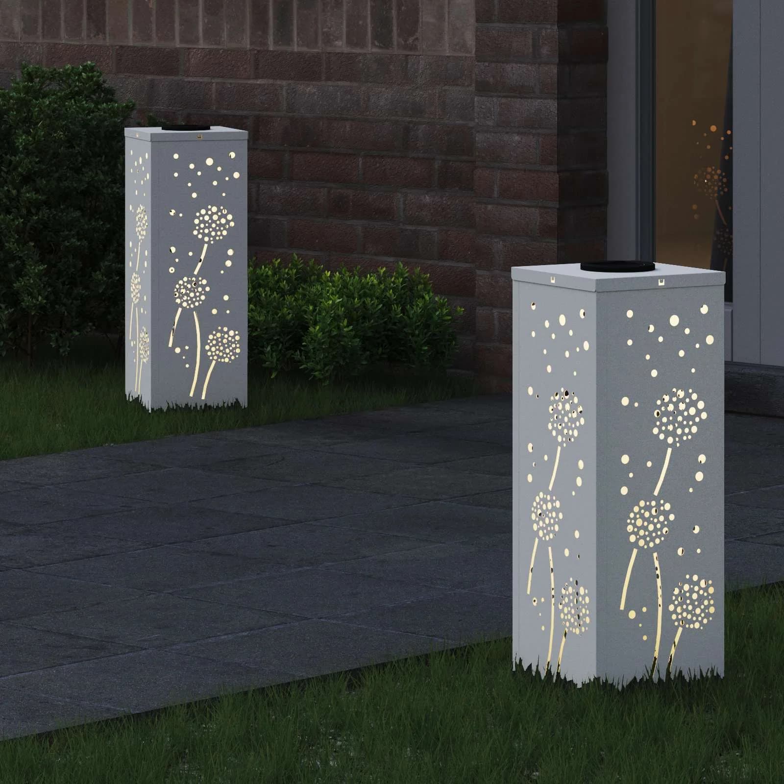 Solarno LED svetilo za pot 2 kos Toplo bela 18 x 18 x 50 cm - slika 3