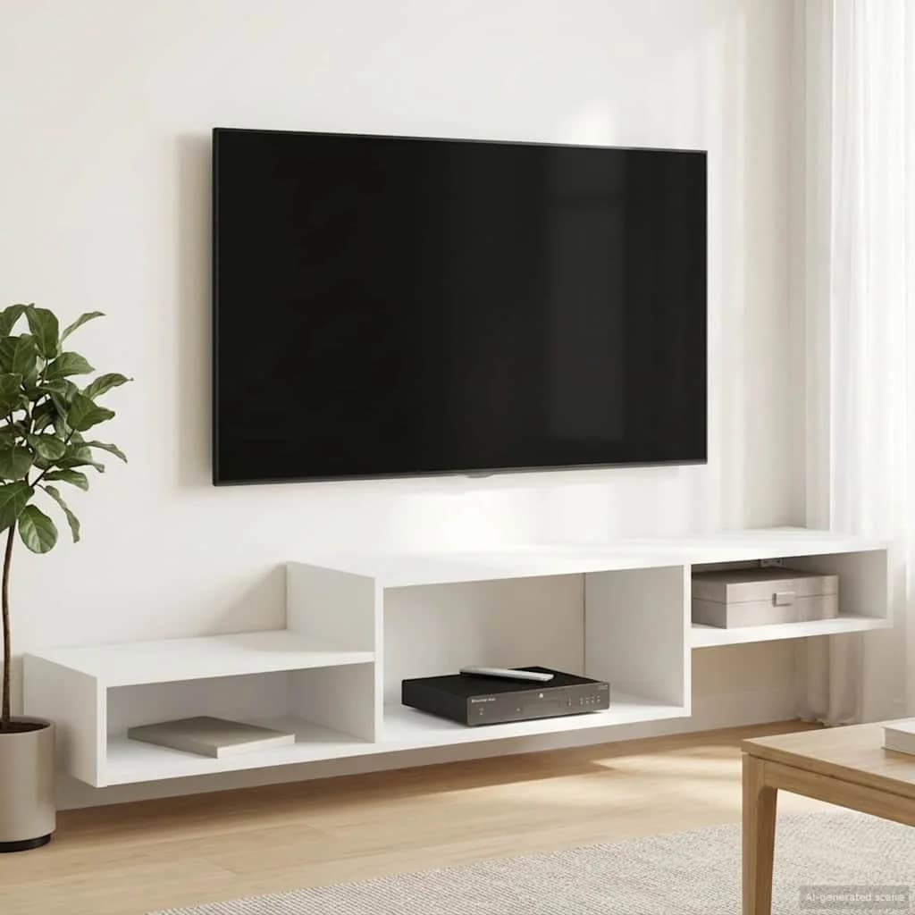 Stenska TV omarica Montaža za steno Bela 150 x 28 x 26 cm