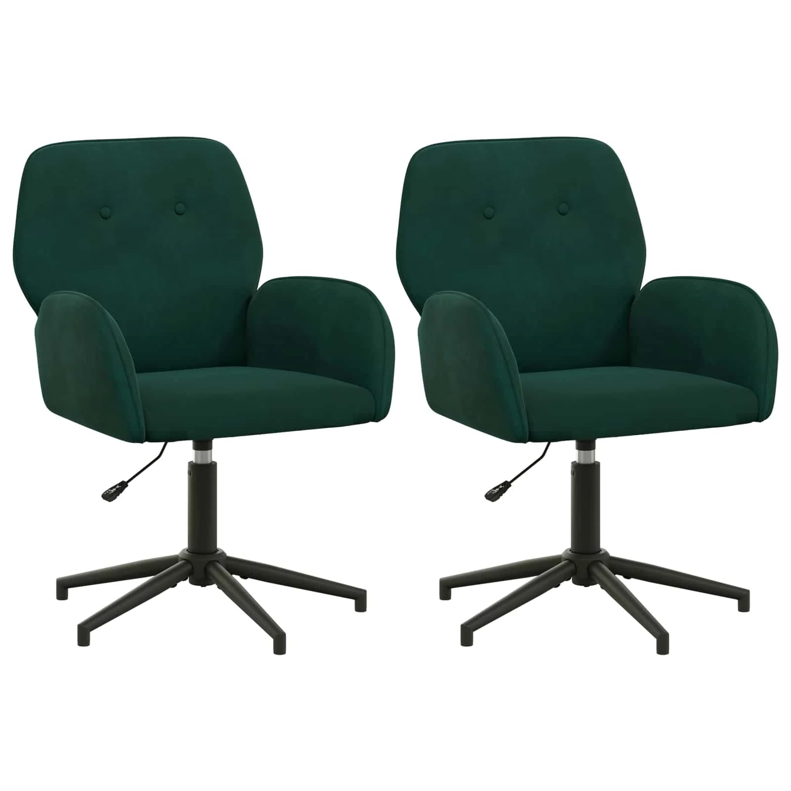 Vrteči pisarniški stoli 2 kos 54 x 55 x 90 cm Temno zelena - slika 2