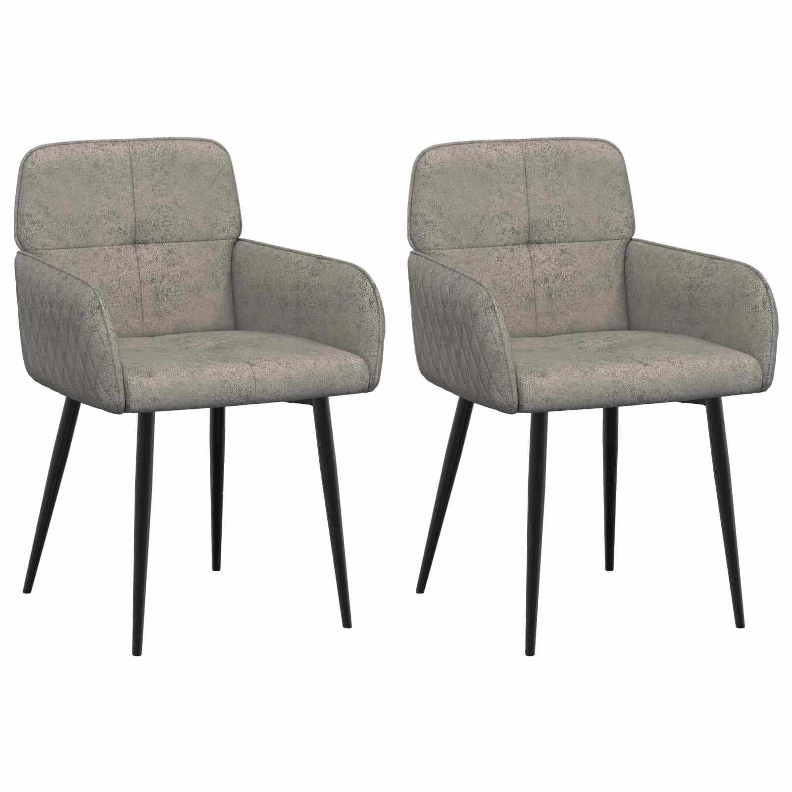 Jedilni stoli 2 kos Umetno nubuk usnje Svetlo siva 59x56,5x85cm - slika 2