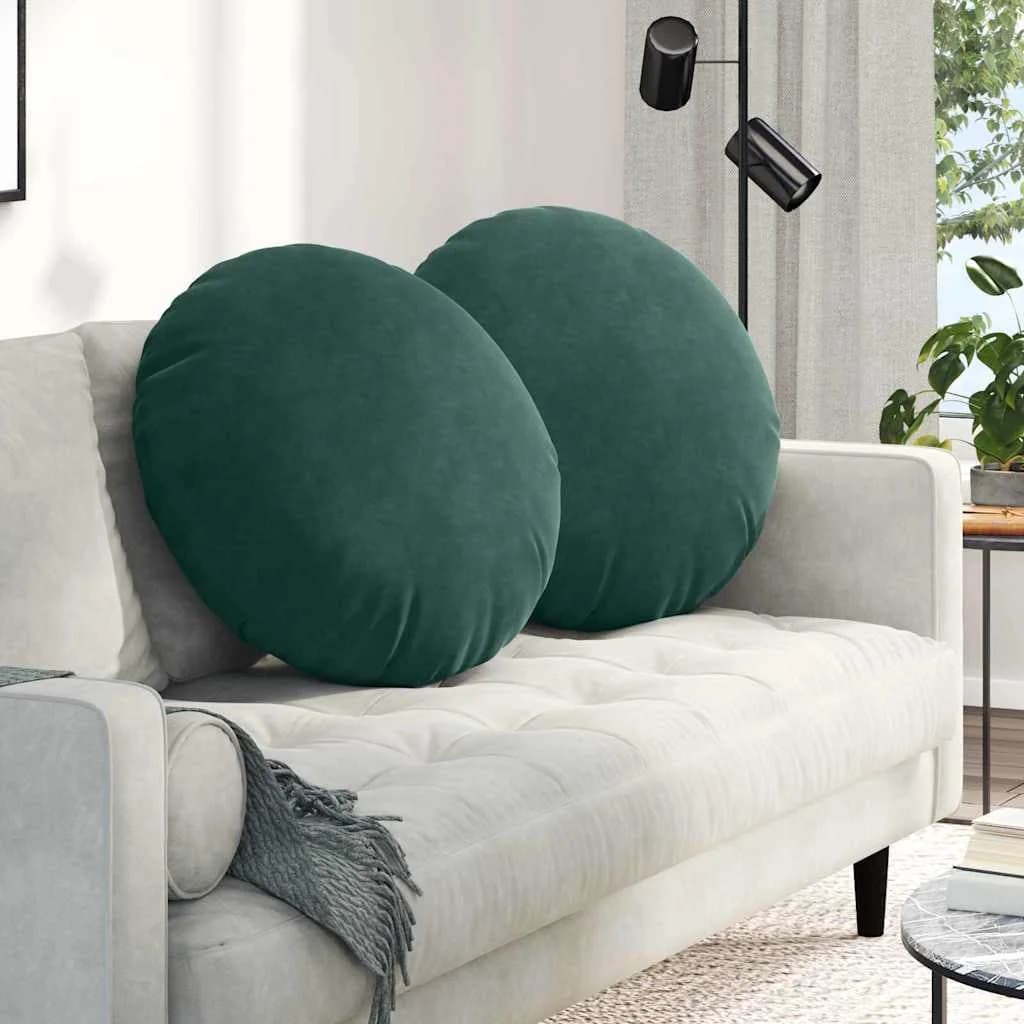 Sedežne blazine 2 kos Žamet Temno zelena Ø 80 x 29 cm