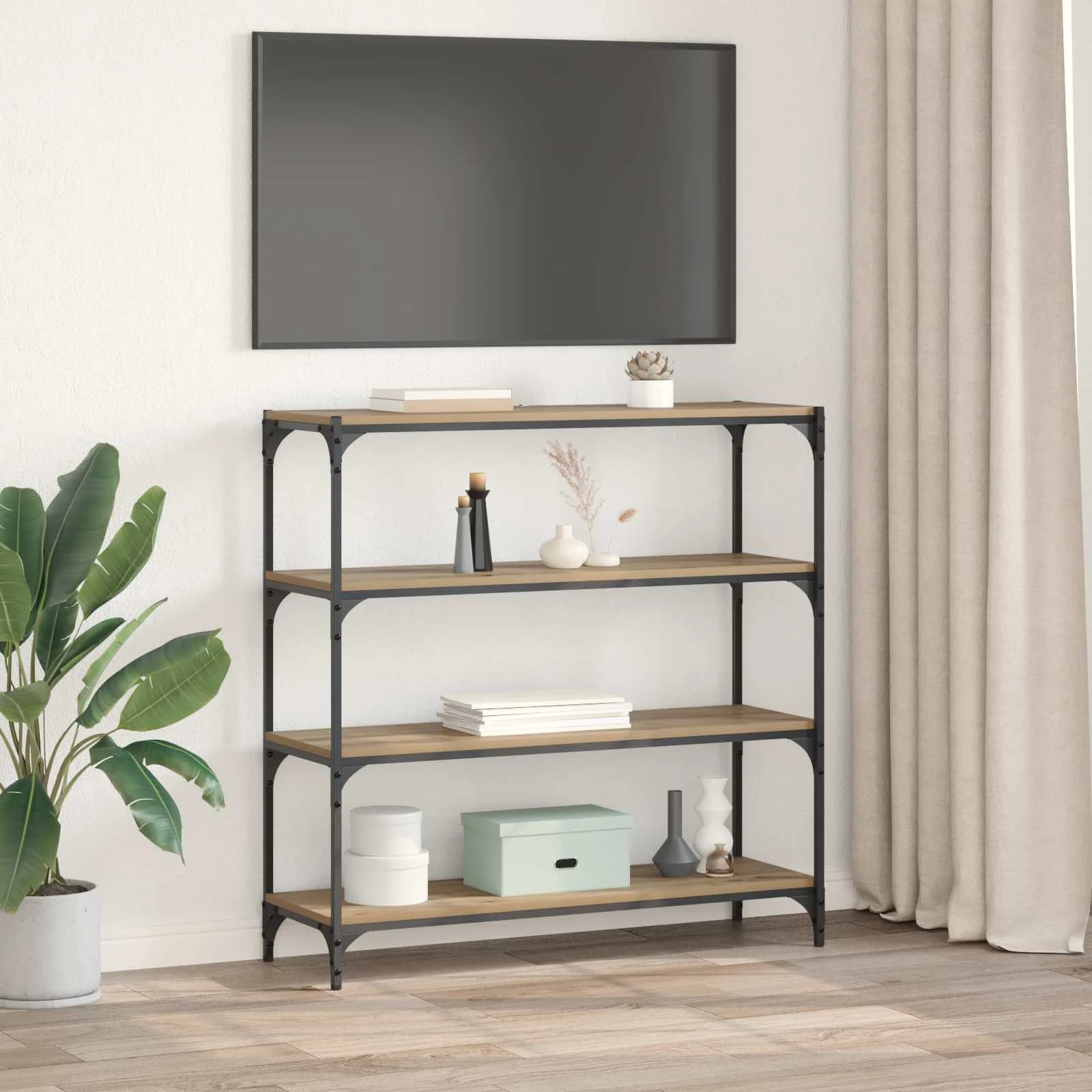 Knjigovni omar 3 nivojev 100 x 33 x 100 cm Umetni hrast - slika 4