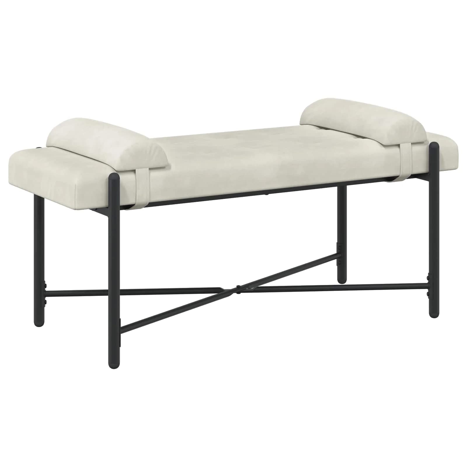 Klubska klop z gumbi in vzglavniki Krem 110 x 40 x 46 cm Žamet - slika 2