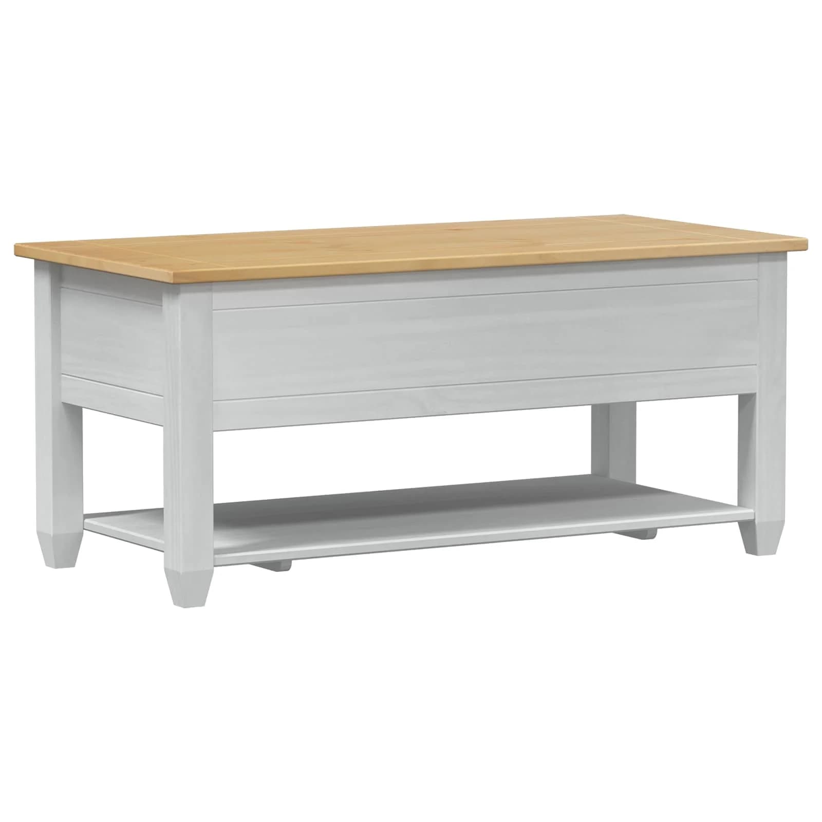 Klubska miza s predalom Bela 100 x 48 x 45 cm Trdna borovina - slika 6