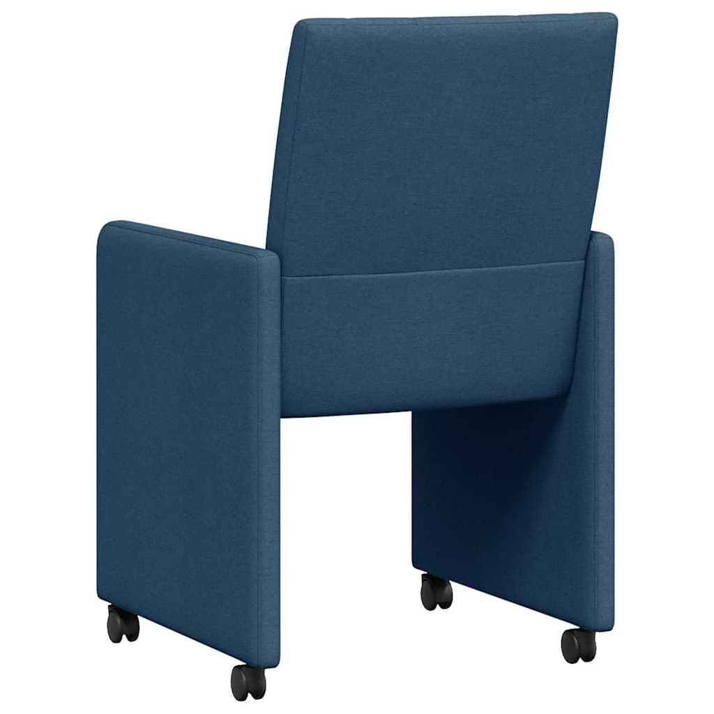 Jedilni stoli s kolesi 2 kos blago Modra 58 x 65 x 94 cm - slika 6