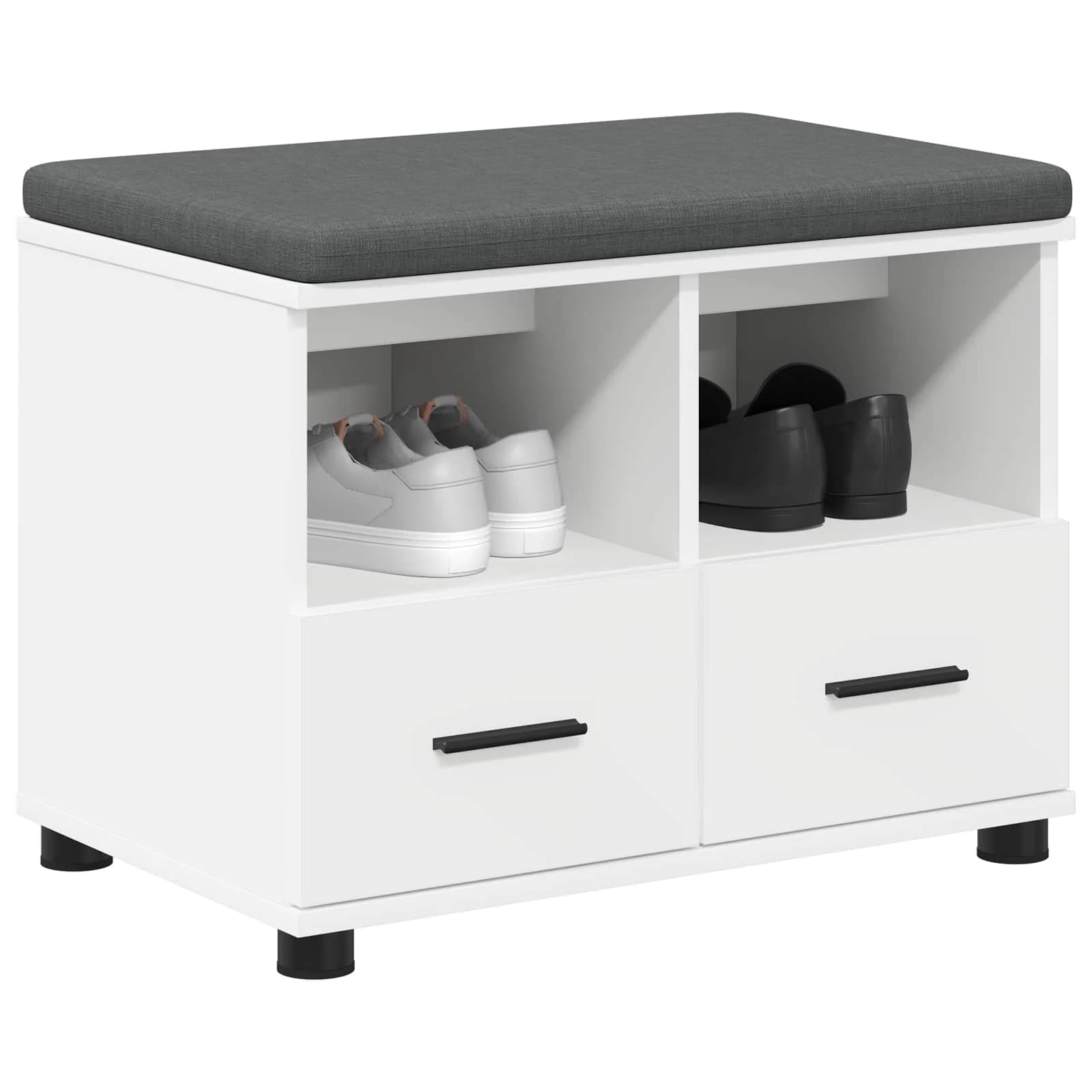 Haldna klop Bela 60 x 38 x 46 cm Oblikovan Les in Tkanina - slika 3